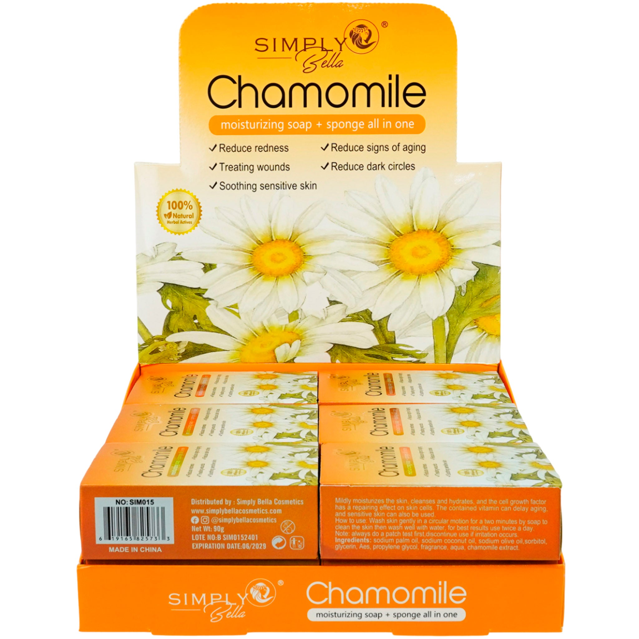 (12-pack) Simply Bella Chamomile Moisturizing Soap + Sponge