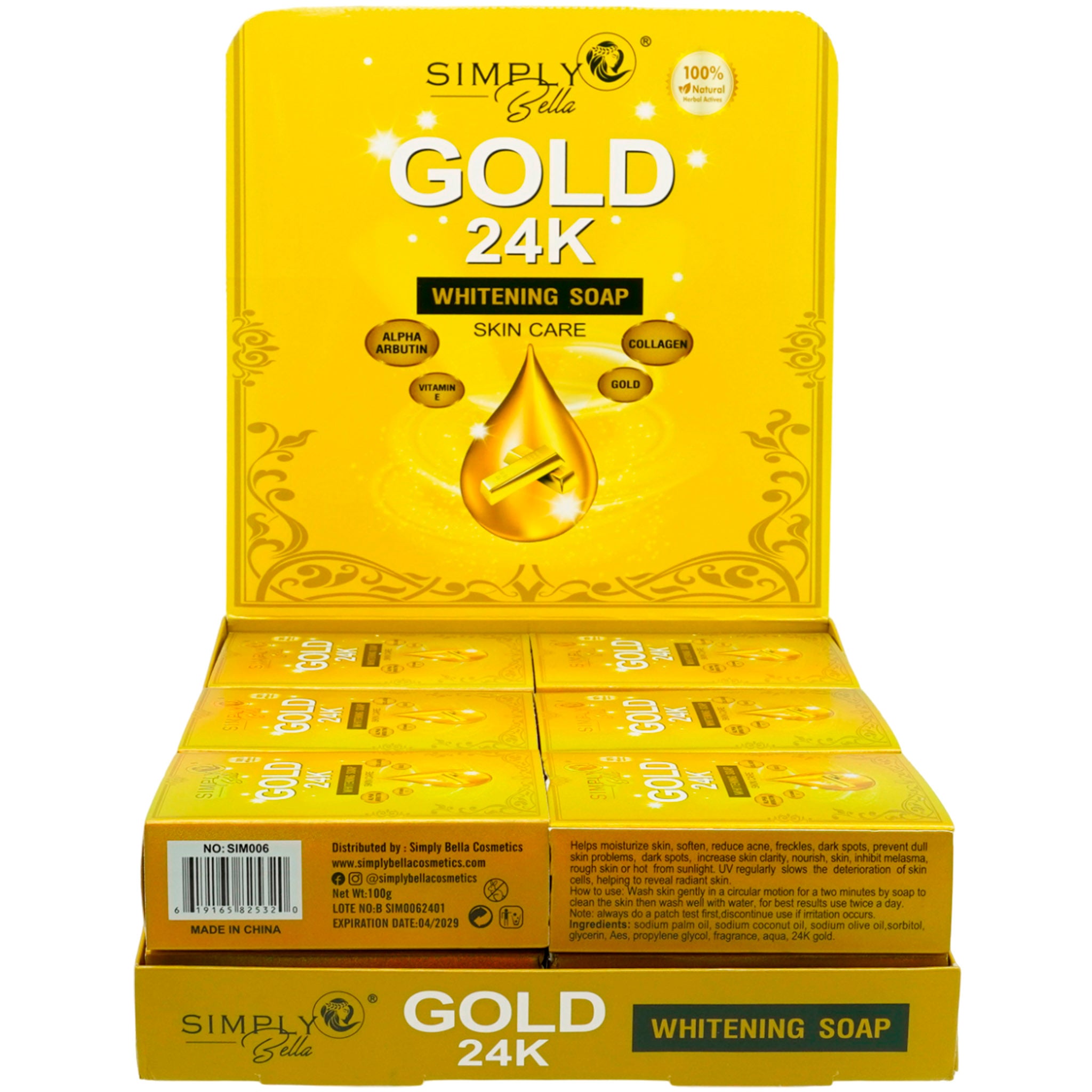 (12-pack) Simply Bella Gold 24K Whitening Soap