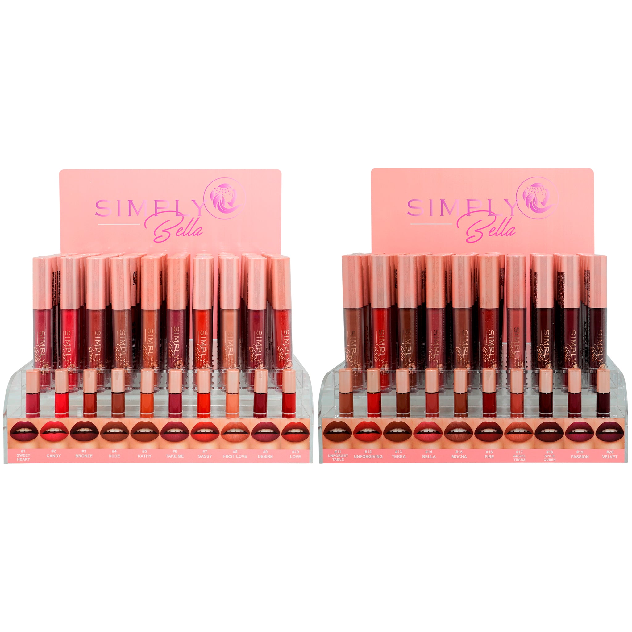 (240-pack) Simply Bella Matte Long Lasting Lipgloss + 20 Tester