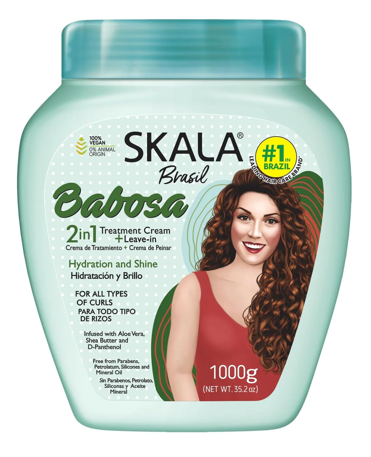 Skala Brasil Babosa 2 In 1 Treatment Cream 1000g Hydration and Shine for Curly