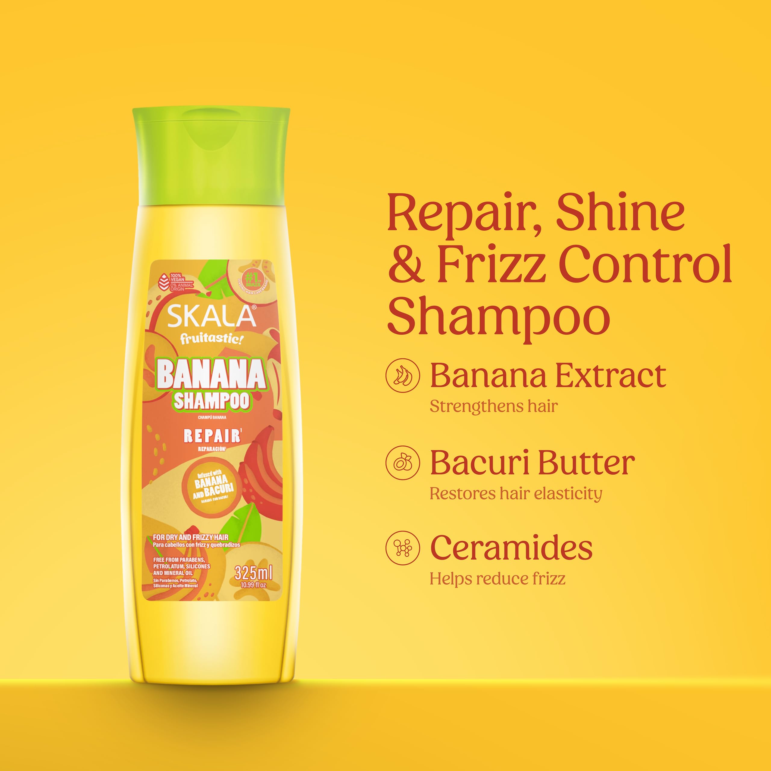 Skala Fruitastic Banana Shampoo 10.99 Fl Oz for Frizzy Brittle Hair With Banana