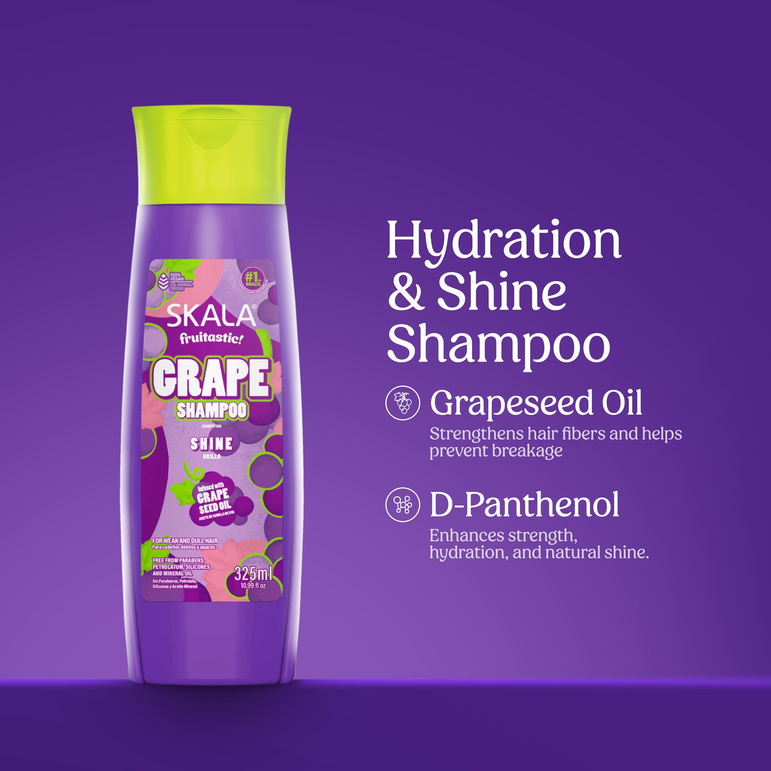 Skala Fruitastic Grape Shampoo 10.99 Fl Oz for Weak Dull Hair With Grape Seed