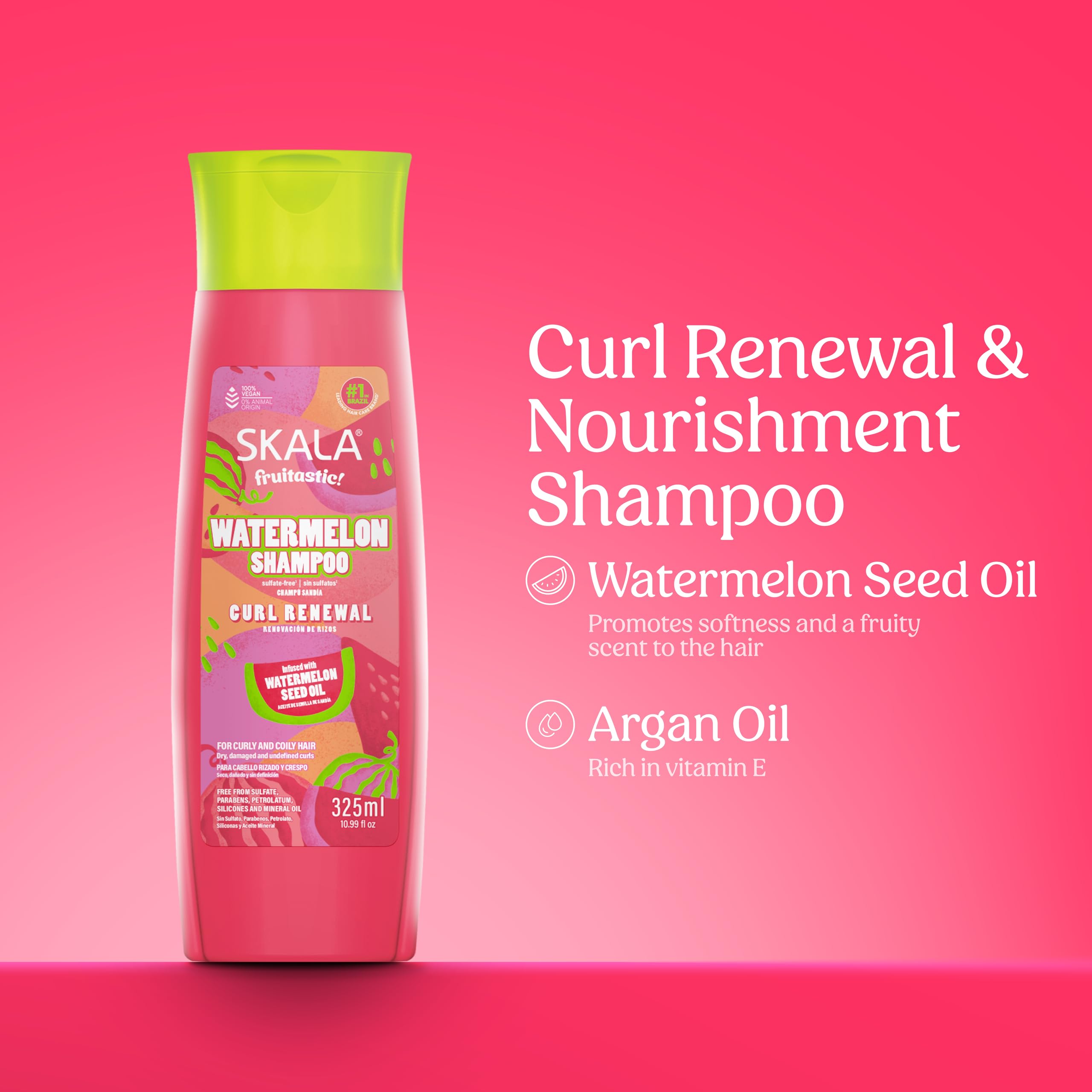 Skala Watermelon Shampoo for Curly Coily Hair Vegan Hair Shampoo With