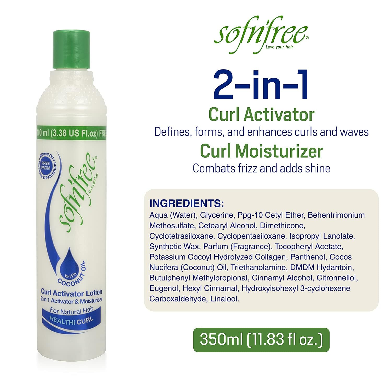 Sof N' Free Moisturizer Curl Activator for Natural Hair Soft Curls and Waves - Thumbnail 2