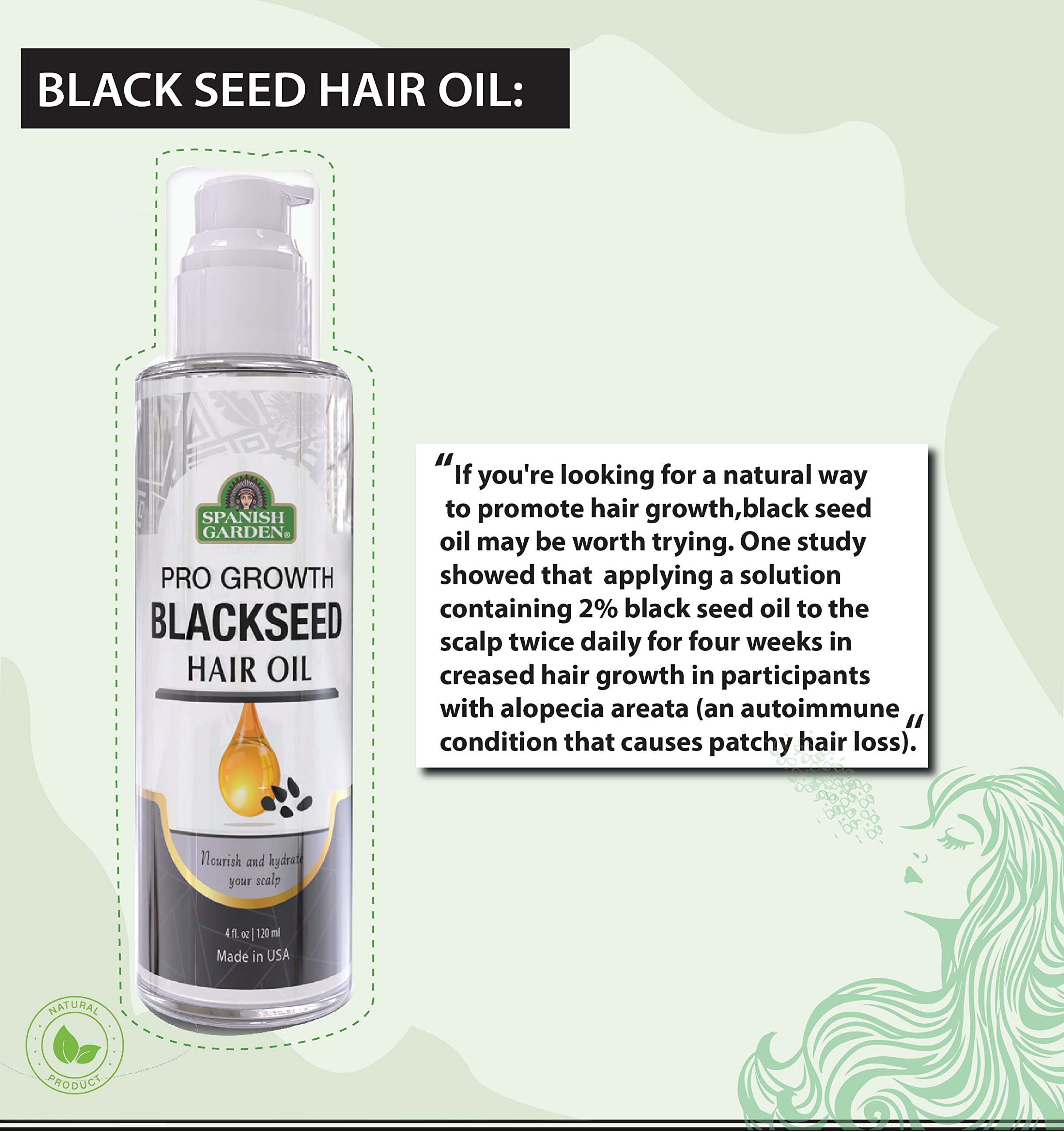 Black Seed Oil Natural Hair Growth Soft Long Silky and Hydrated Nourishment for - Thumbnail 2
