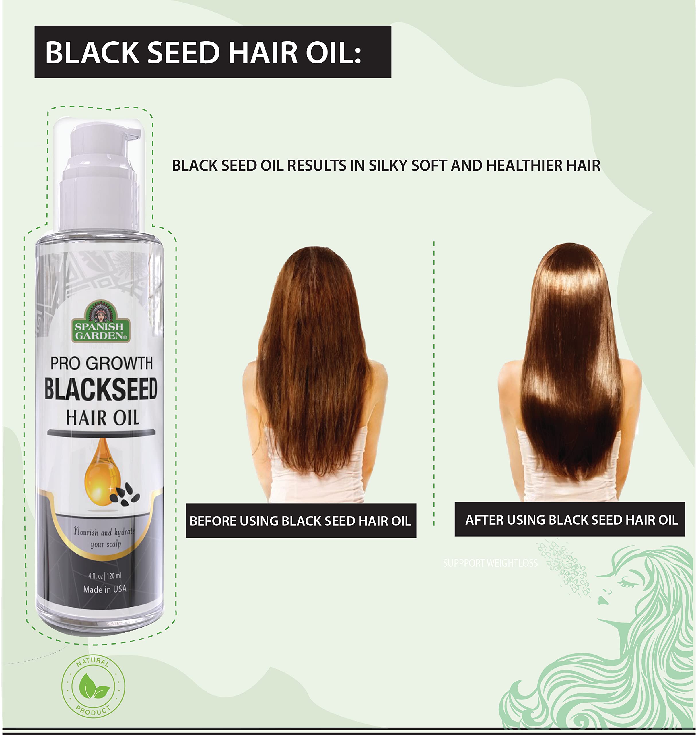 Black Seed Oil Natural Hair Growth Soft Long Silky and Hydrated Nourishment for