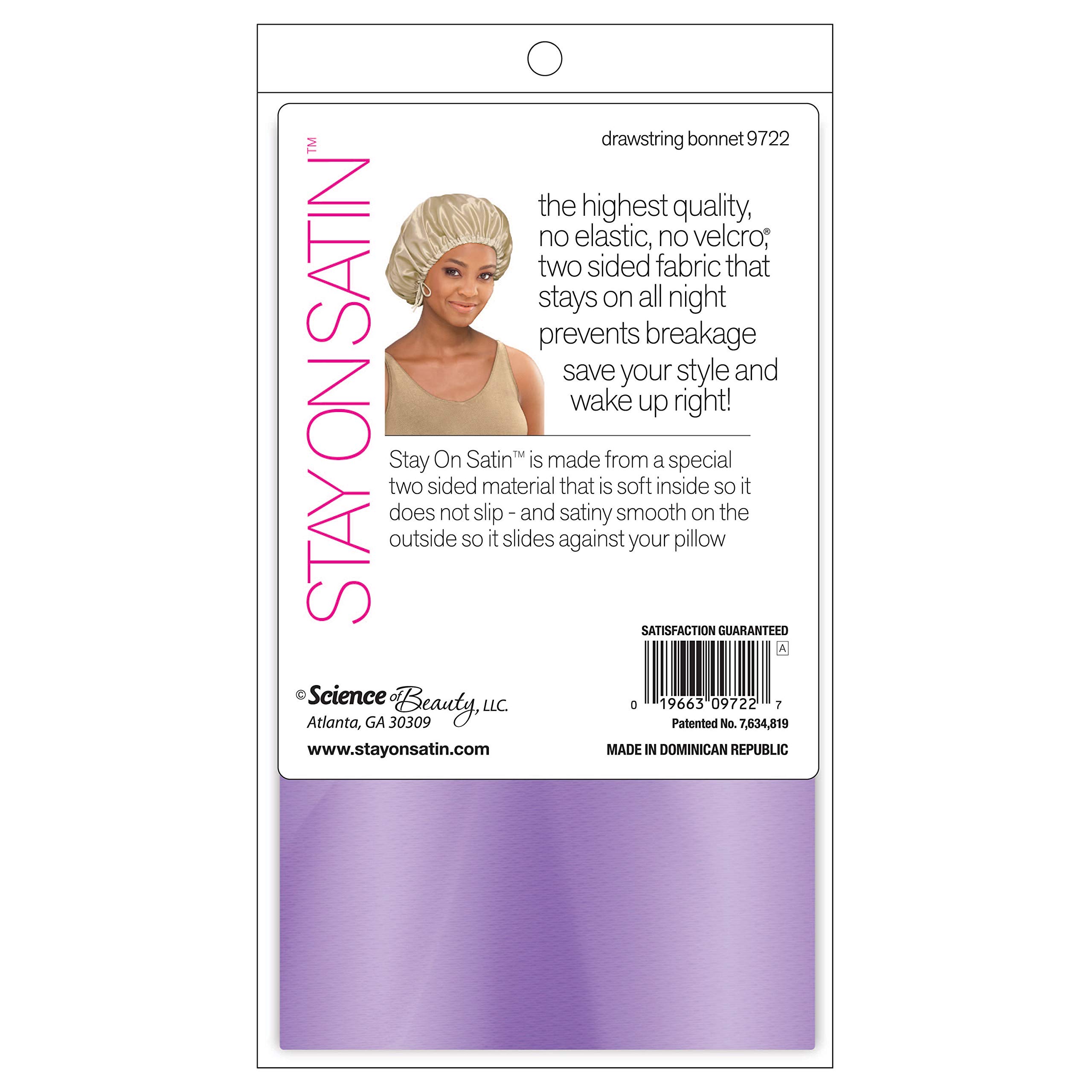 Stay On Satin Hair Wrap Drawstring Bonnet for Sleeping Assorted Colors For Women - Thumbnail 2