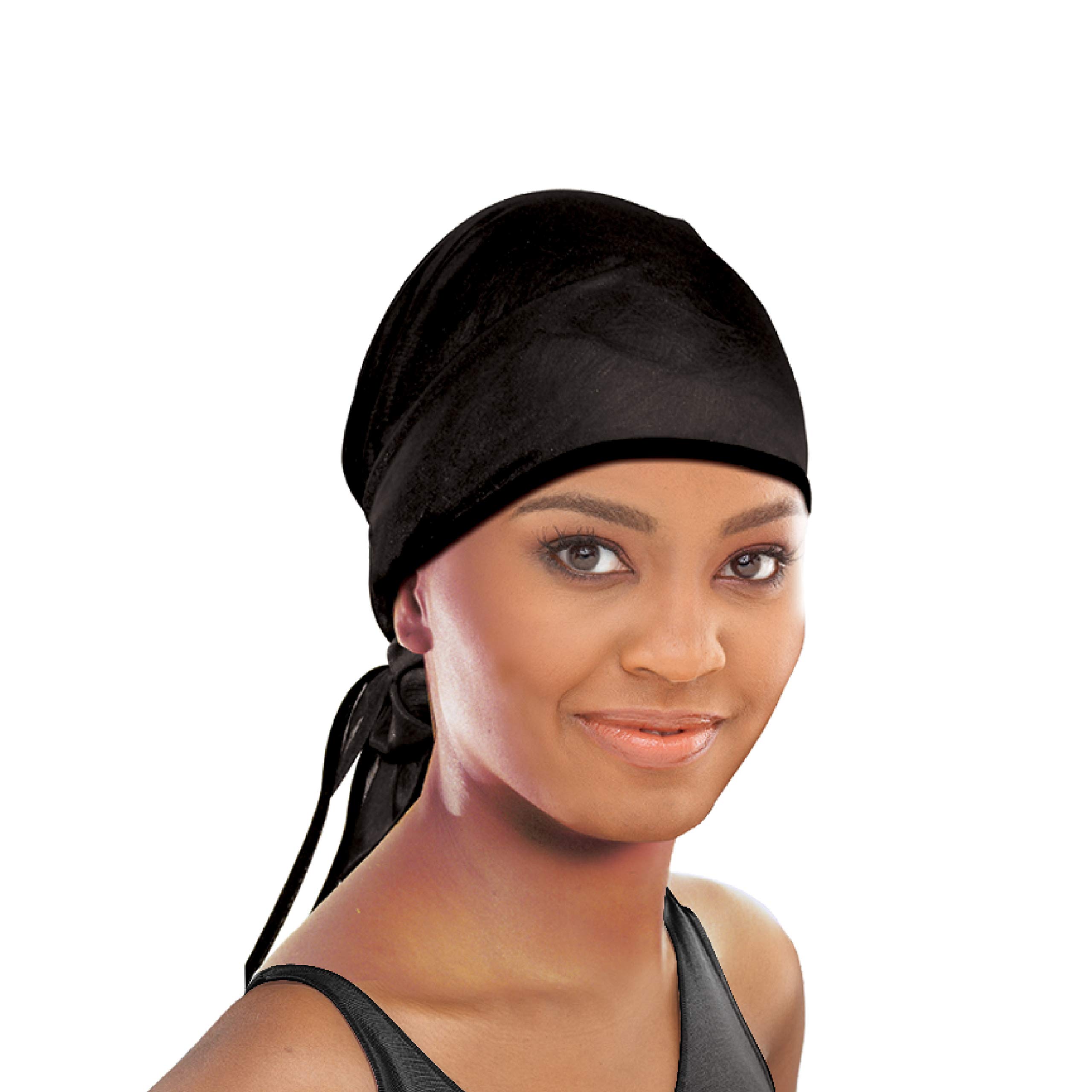 Stay On Satin Hair Wrap Tie String Triangle Head Scarf for Sleeping Black For - Thumbnail 3