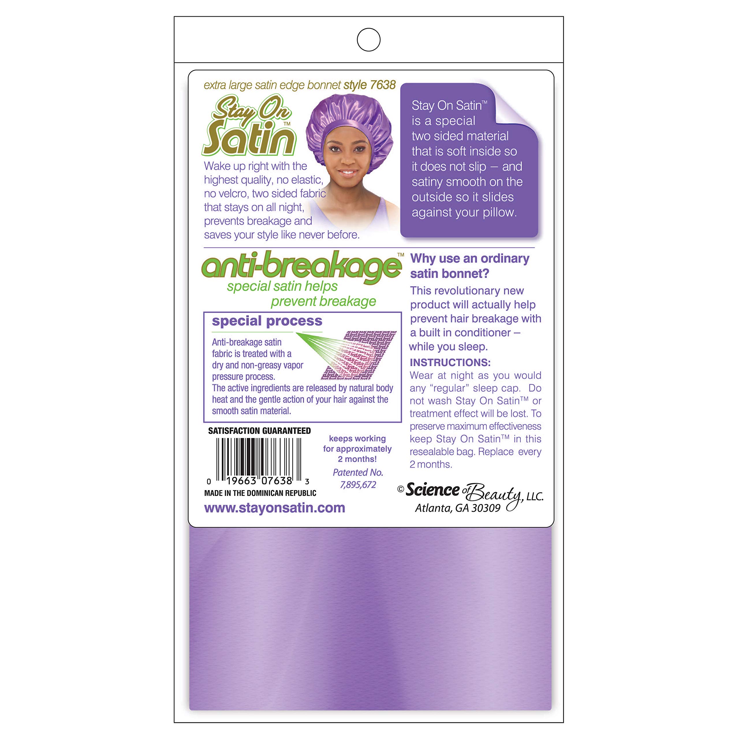 Stay On Satin Anti Breakage Satin Edge Bonnet Extra Large - Thumbnail 2