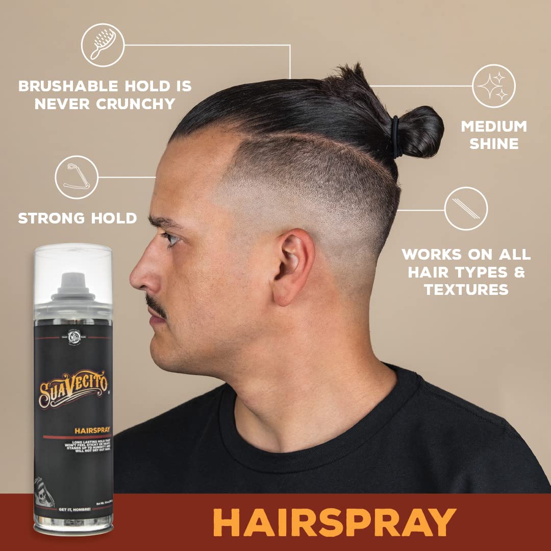 Suavecito Hairspray Brushable Strong Hold Flexible Finish Won't Flake Medium - Thumbnail 3