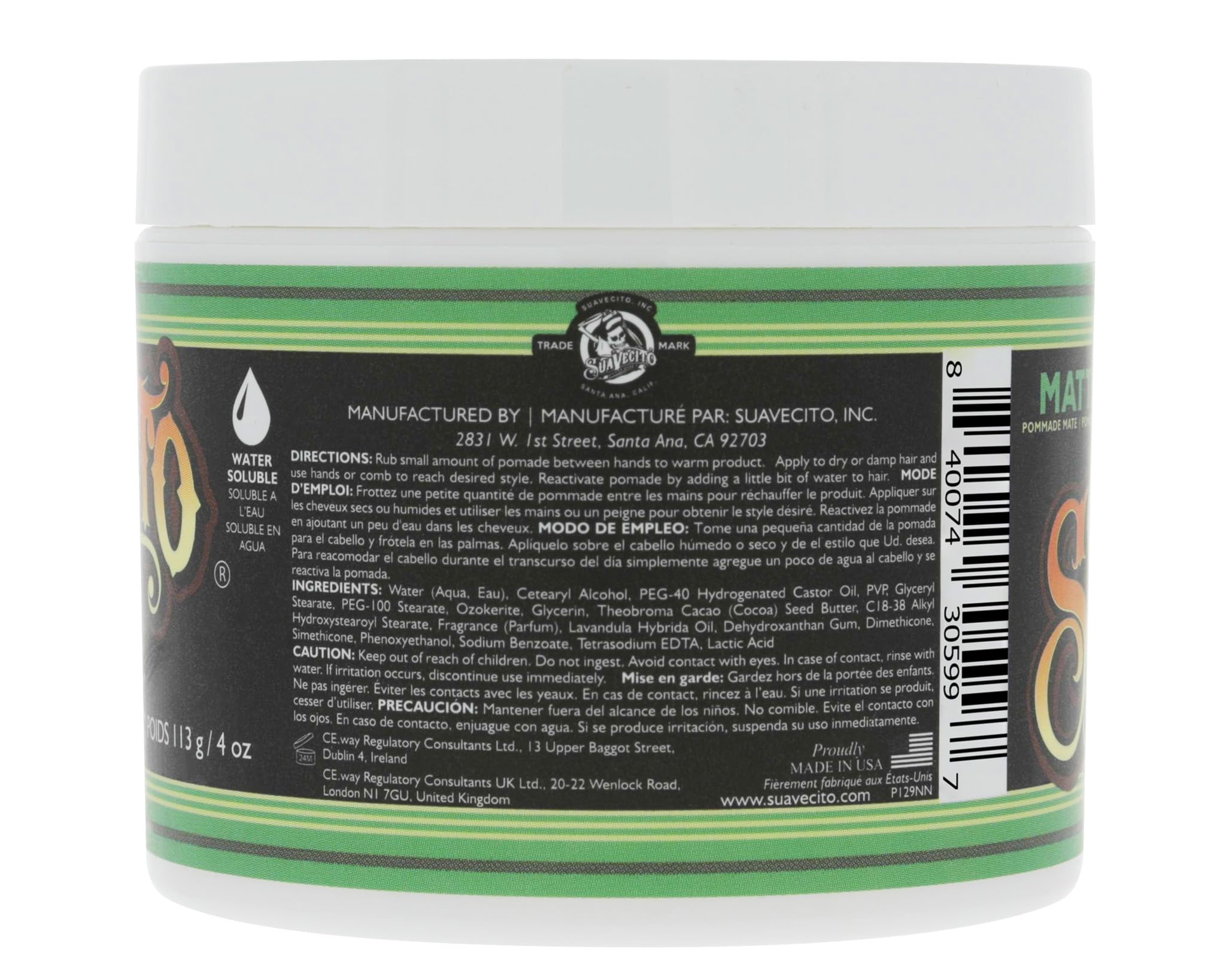 Suavecito Pomade Matte Formula 1 Pack Medium Hold Hair Pomade Matte Hair Paste - Thumbnail 3