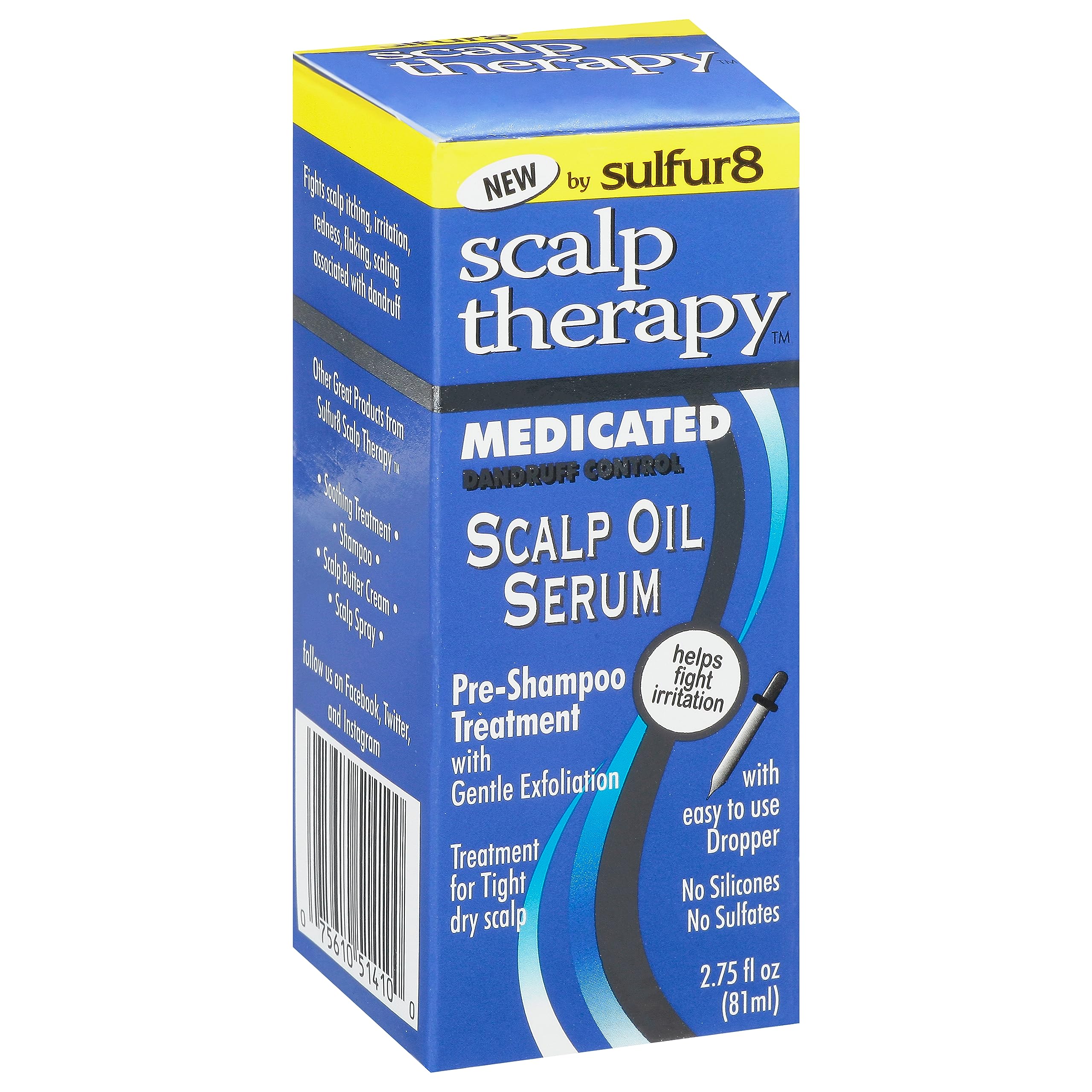 Sulfur 8 Medicated Scalp Thereapy Oil Serum 2.75 Fl Oz Pre Shampoo Treatment