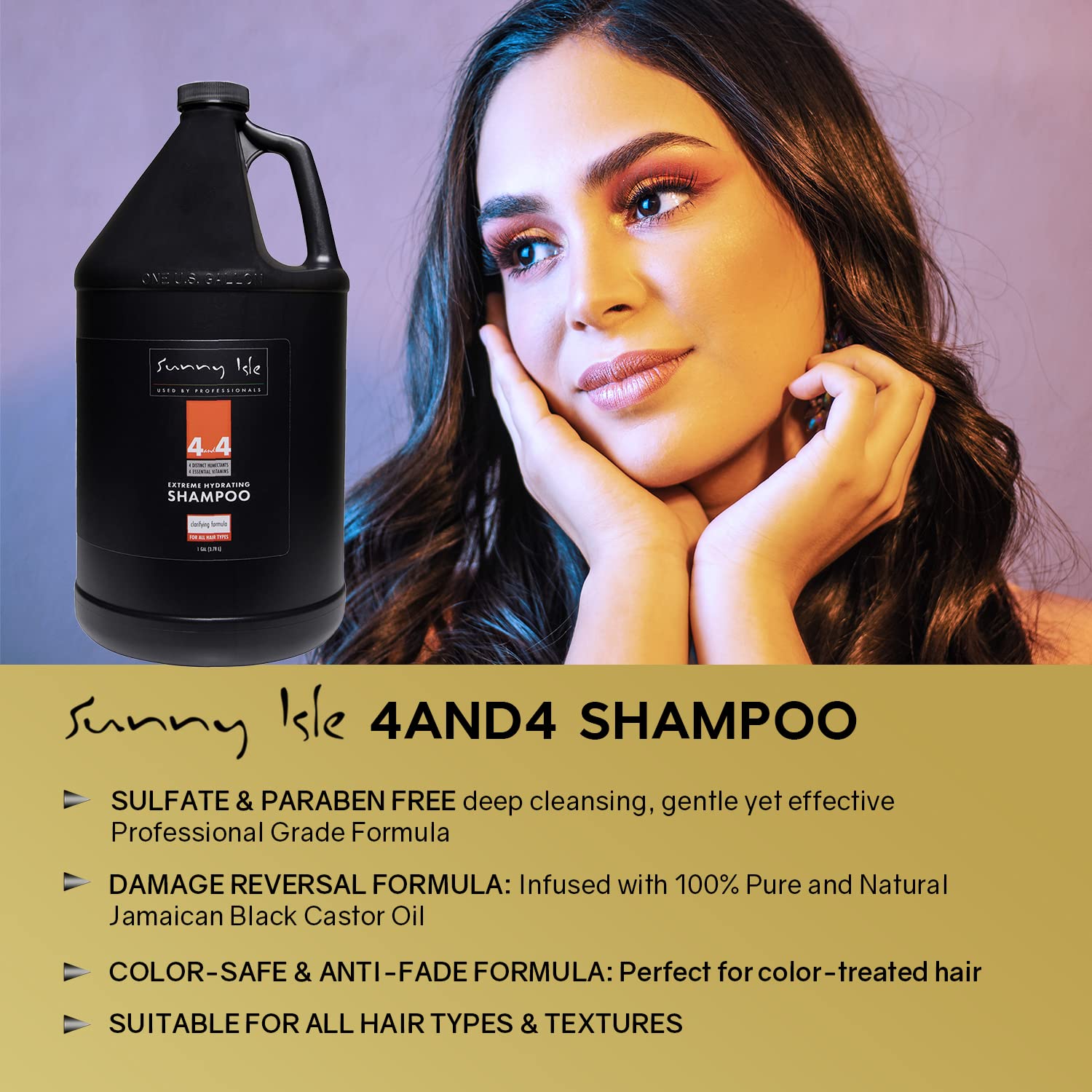Sunny Isle 4and4 Shampoo 1 Gallon | Professional Grade Clarifying Formula | - Thumbnail 2
