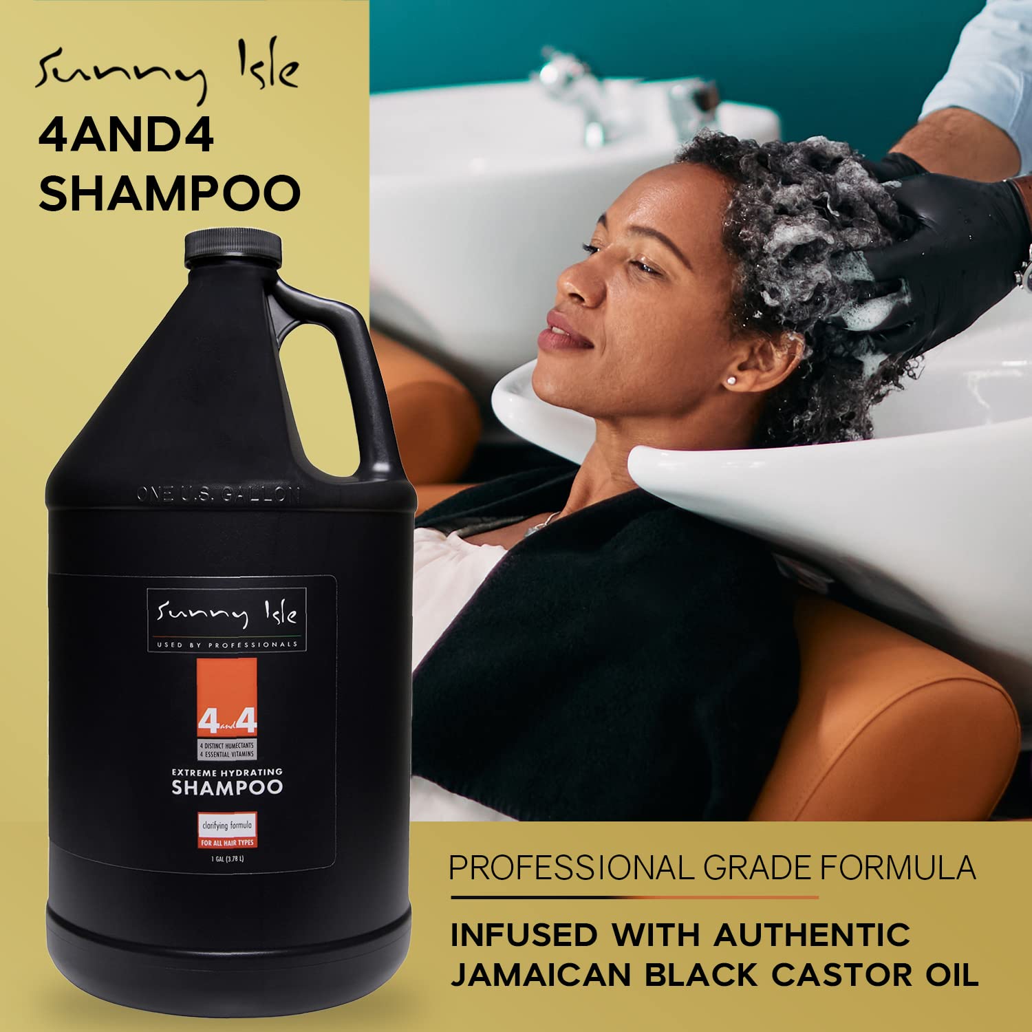 Sunny Isle 4and4 Shampoo 1 Gallon | Professional Grade Clarifying Formula |