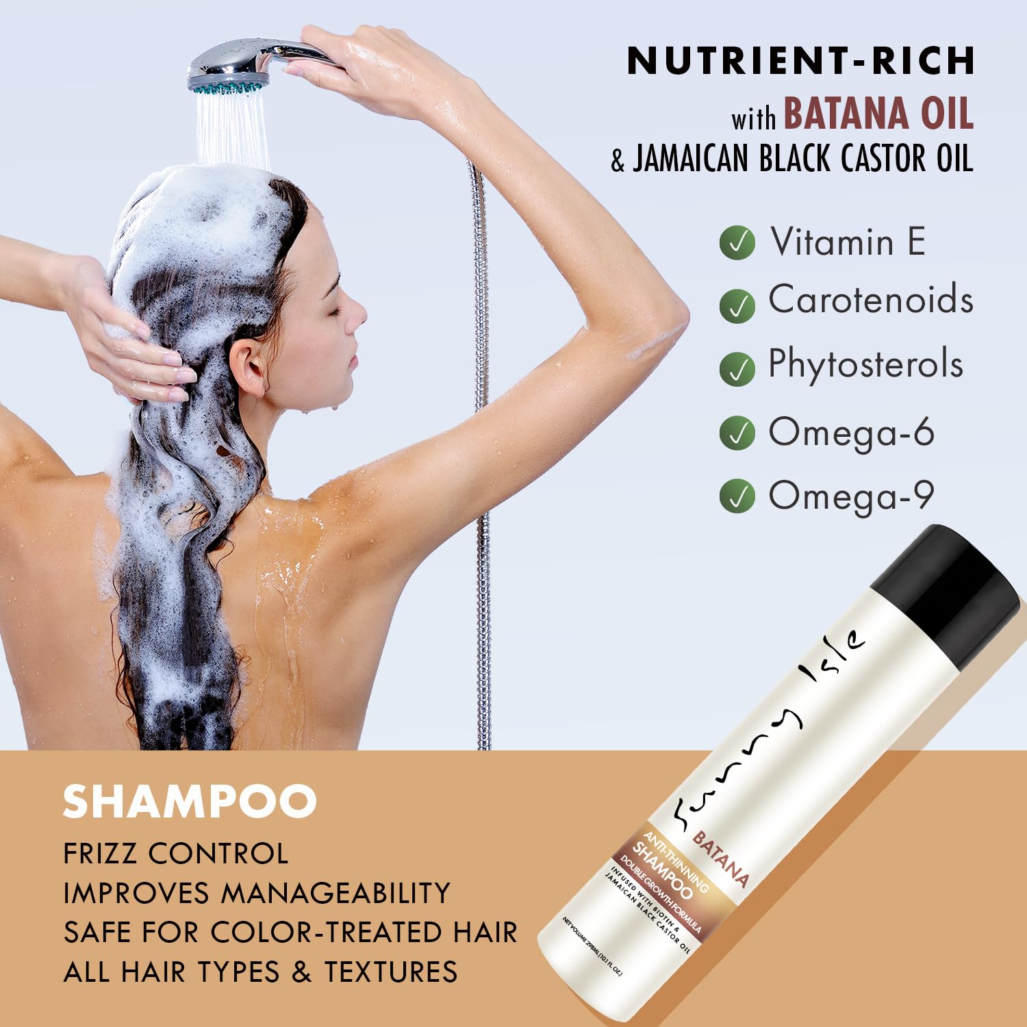 Sunny Isle Batana Anti Thinning Shampoo Infused With Biotin and Jamaican Black - Thumbnail 3