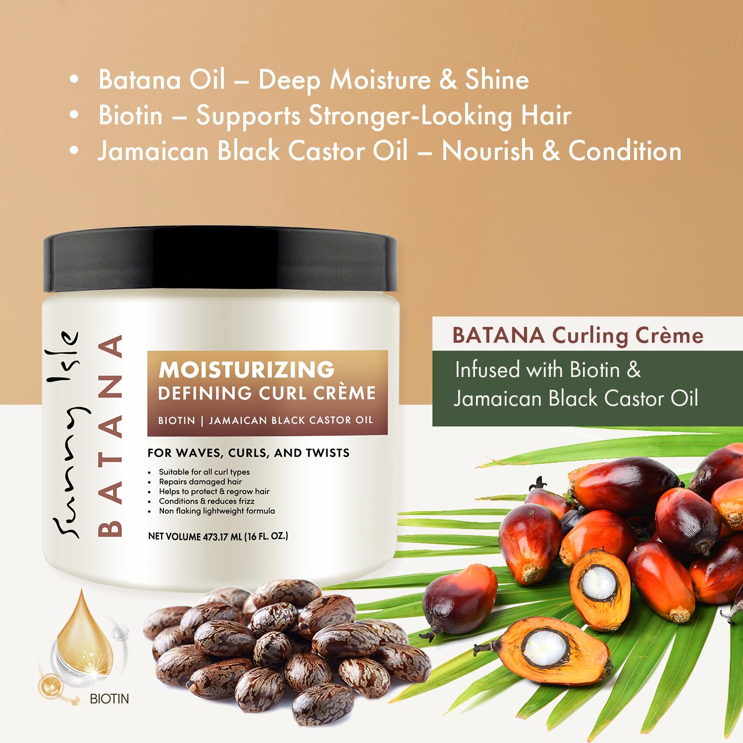 Sunny Isle Batana Moisturizing Defining Curling Crème | Biotin and Jamaican - Thumbnail 3