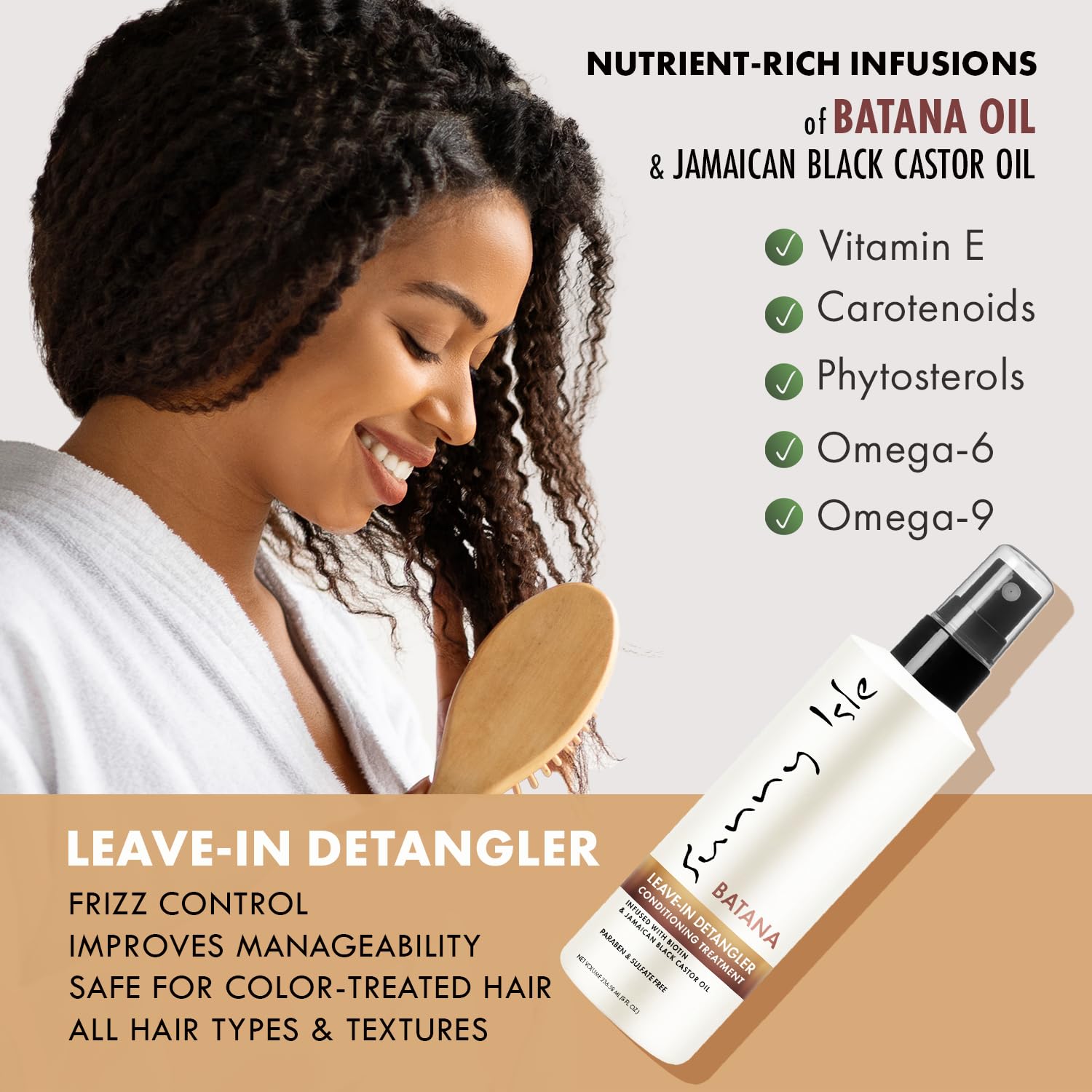Sunny Isle Batana Leave In Detangler Conditioning Treatment Infused With Biotin - Thumbnail 3