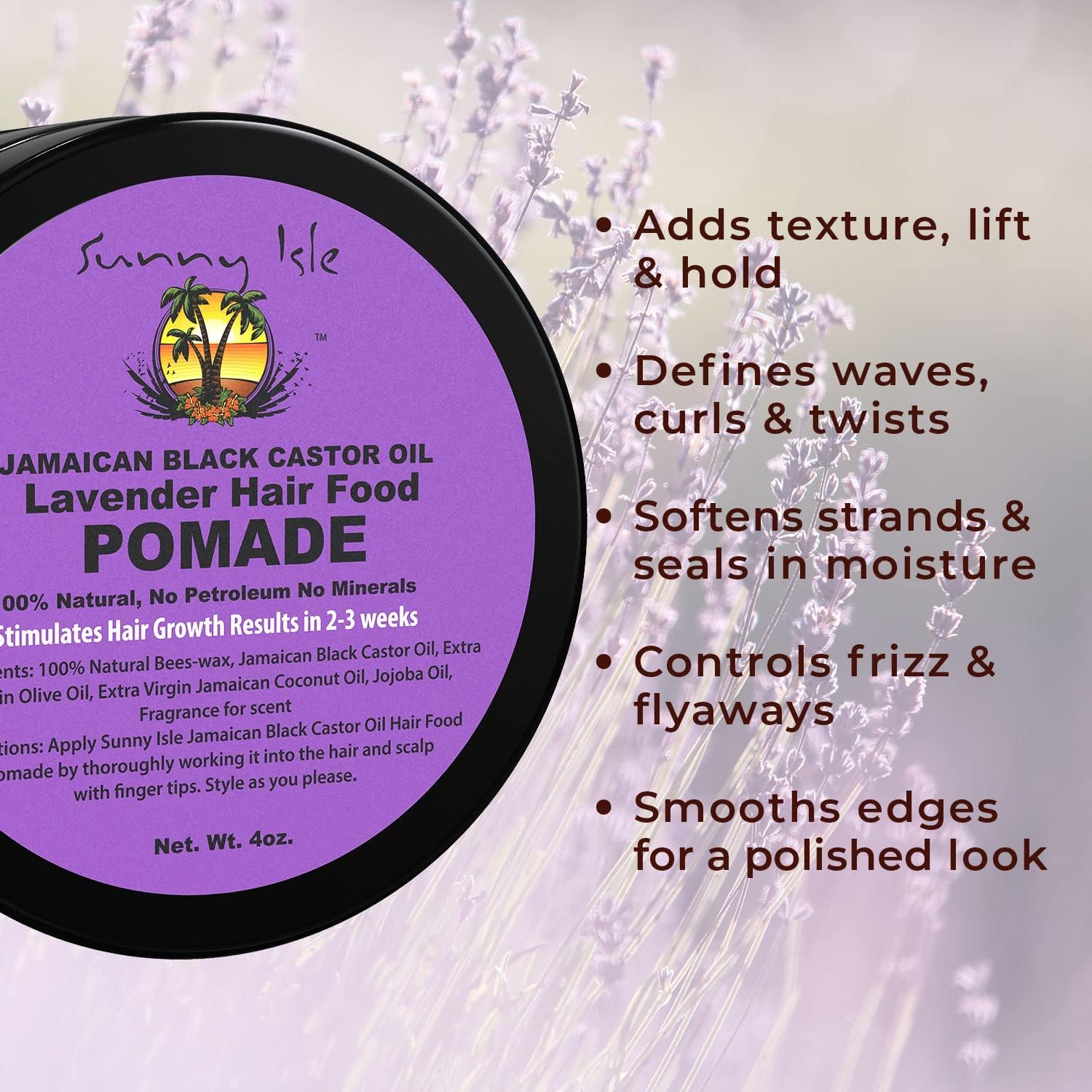 Sunny Isle Jamaican Black Castor Oil Lavender Hair Food Pomade | for Dry Scalp - Thumbnail 2