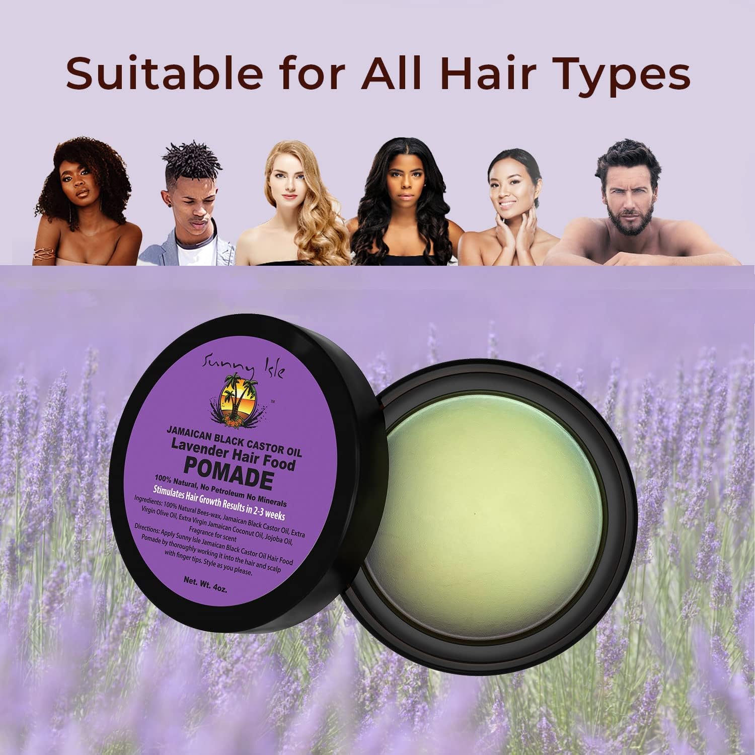 Sunny Isle Jamaican Black Castor Oil Lavender Hair Food Pomade | for Dry Scalp