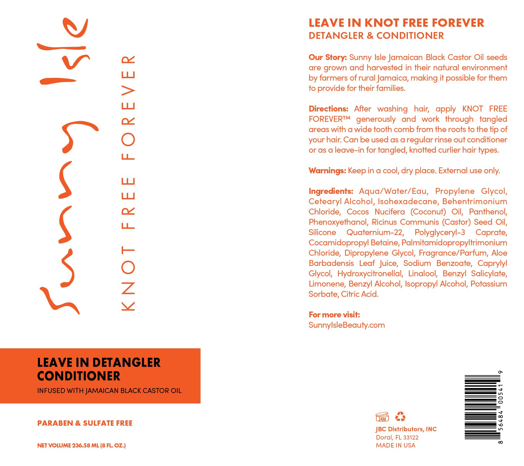 Sunny Isle Jamaican Black Castor Oil Knot Free Forever Leave In Detangler - Thumbnail 2