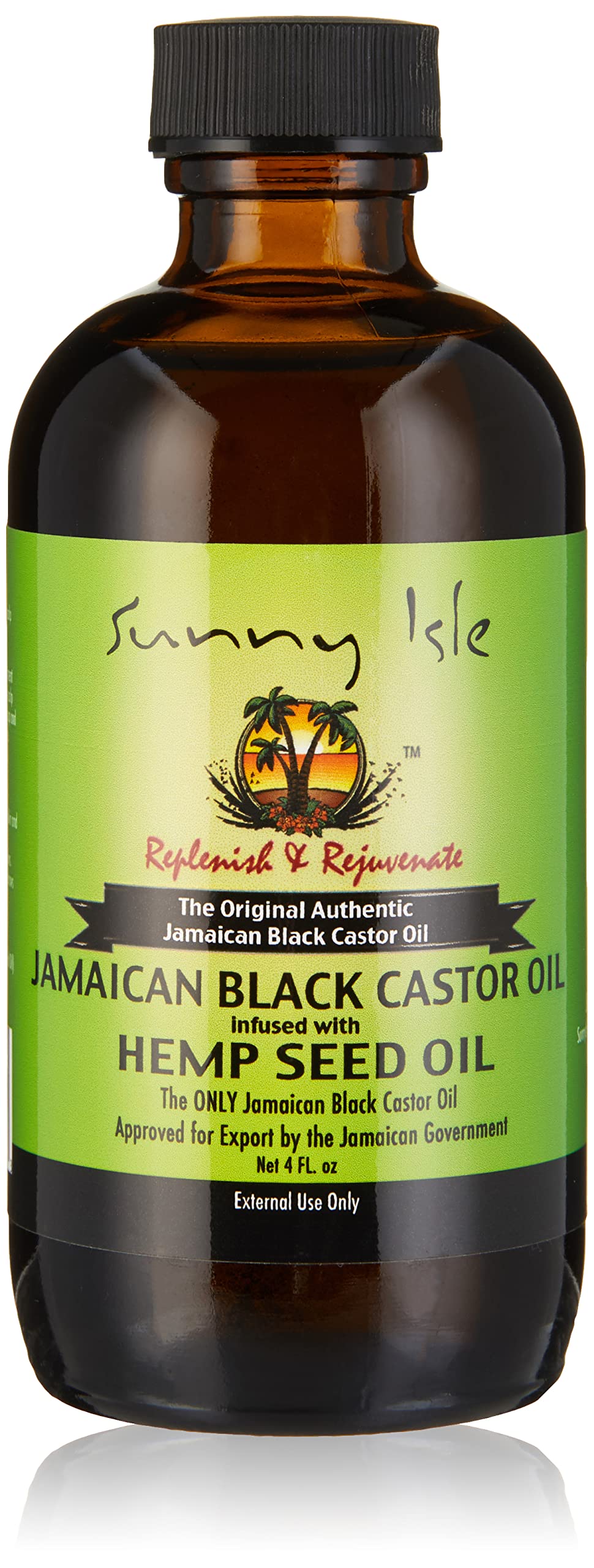 Sunny Isle Jamaican Black Castor Oil Infused With Hemp Oil Brown 4 Fluid Ounce