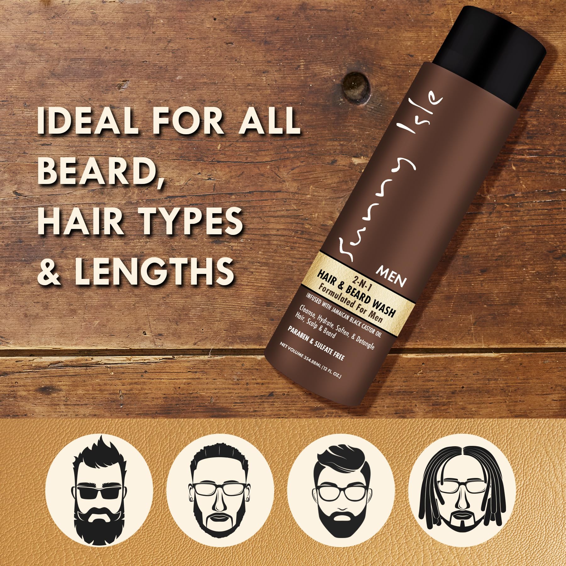 Sunny Isle Jamaican Black Castor Oil 2 N 1 Hair Beard Wash | Cleanses Hydrates