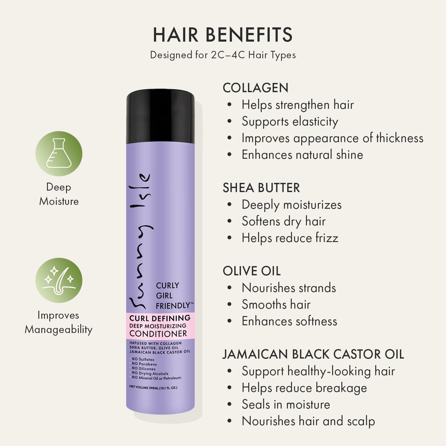 Sunny Isle Curly Girl Friendly Deep Moisturizing Conditioner Curl Defining - Thumbnail 3