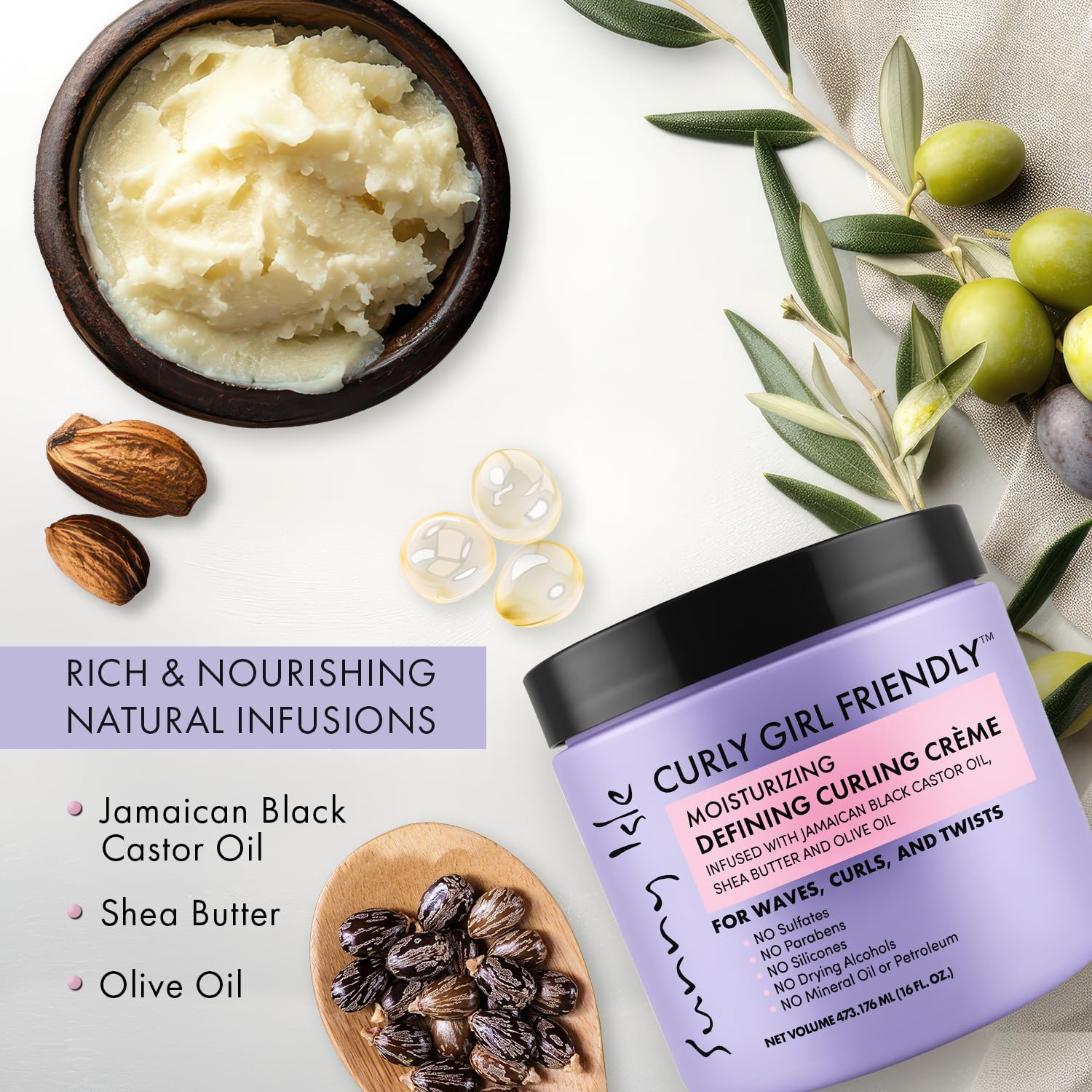 Sunny Isle Curly Girl Friendly Moisturizing Defining Curling Cream for Wavy - Thumbnail 2