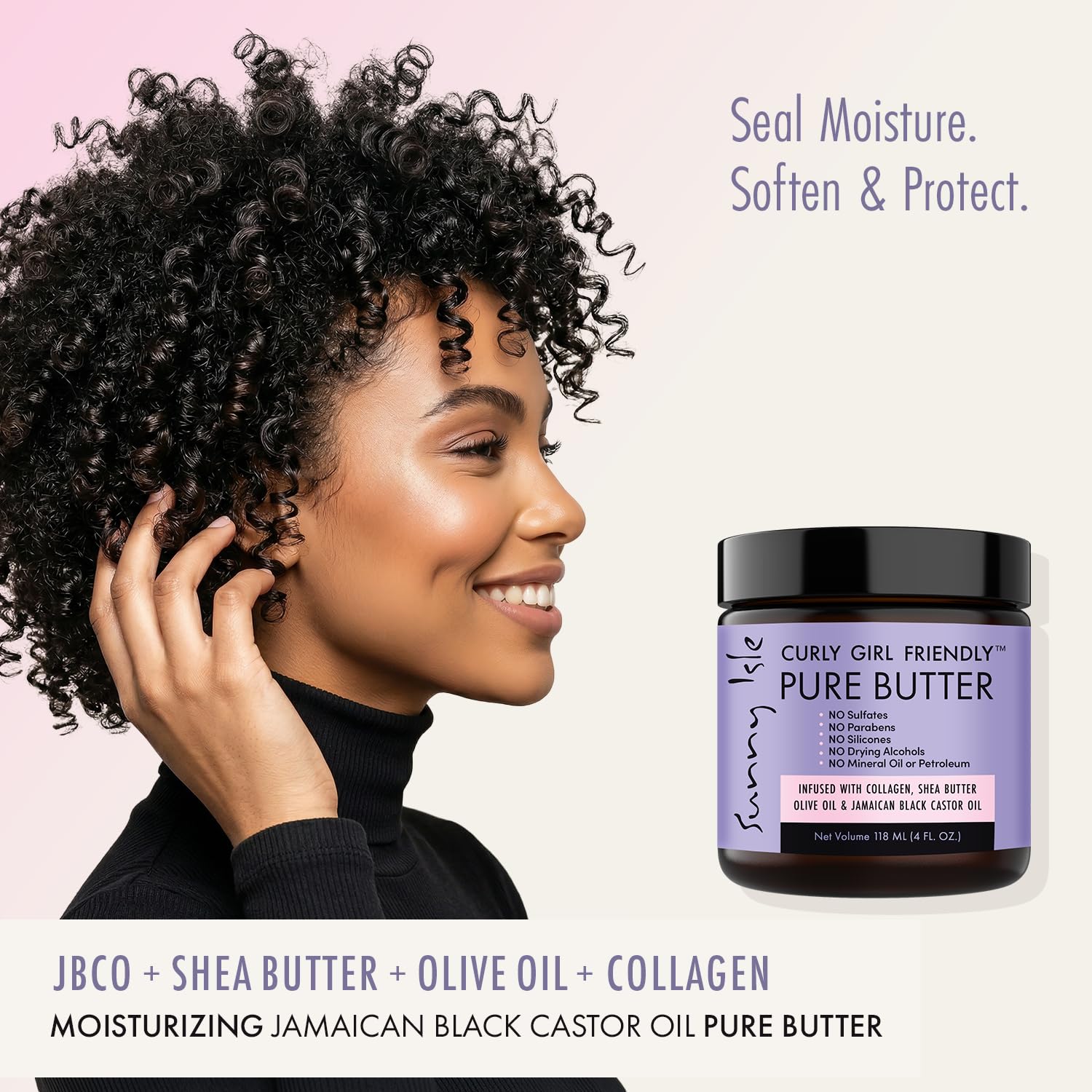 Sunny Isle Curly Girl Friendly Hair Butter for Dry Hair Scalp Moisturizing Hair - Thumbnail 2