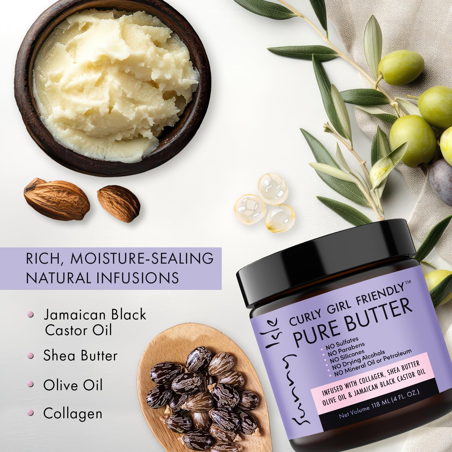 Sunny Isle Curly Girl Friendly Hair Butter for Dry Hair Scalp Moisturizing Hair - Thumbnail 3