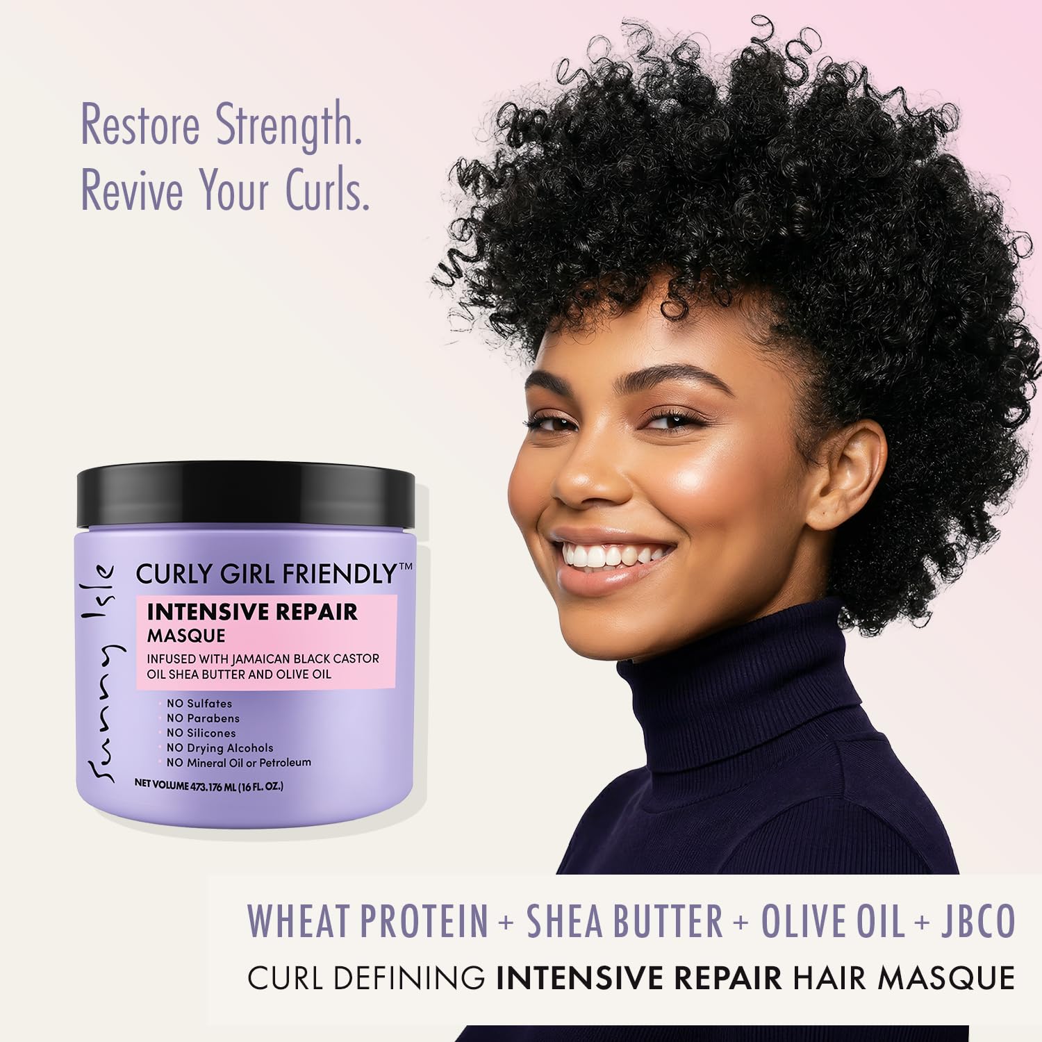 Sunny Isle Curly Girl Friendly Intensive Repair Masque Deep Conditioning Mask - Thumbnail 2