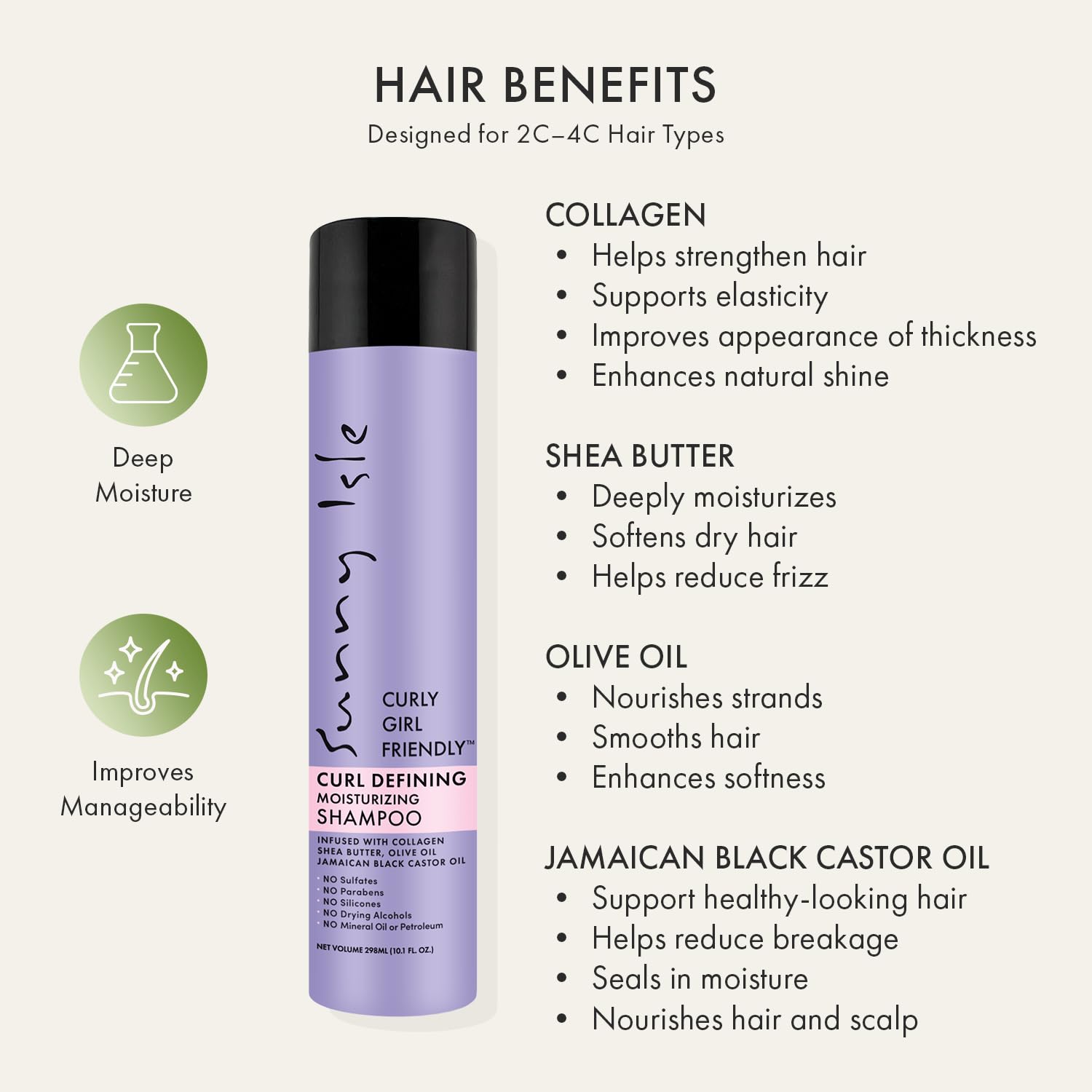 Sunny Isle Curly Girl Friendly Curl Defining Moisturizing Shampoo Sulfate - Thumbnail 3
