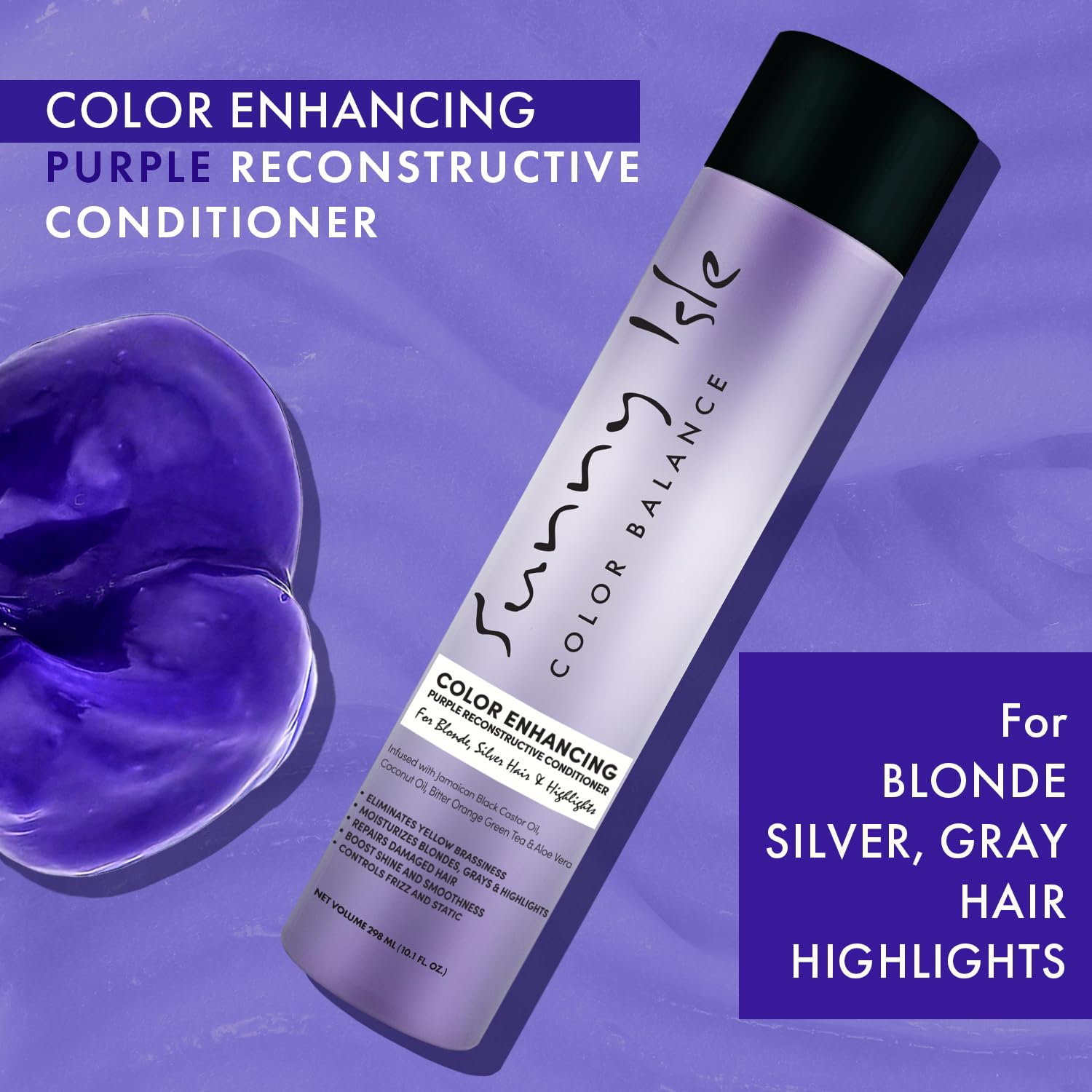 Sunny Isle Color Enhancing Purple Reconstructive Conditioner | for Blonde - Thumbnail 3