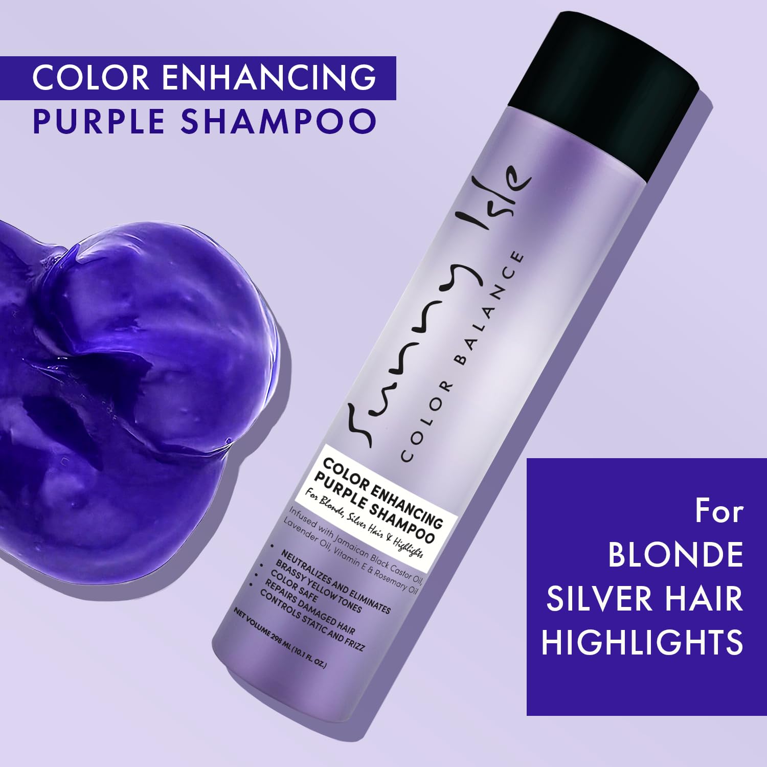 Sunny Isle Color Enhancing Purple Shampoo | Neutralizes Brassy Yellow Tones for - Thumbnail 3