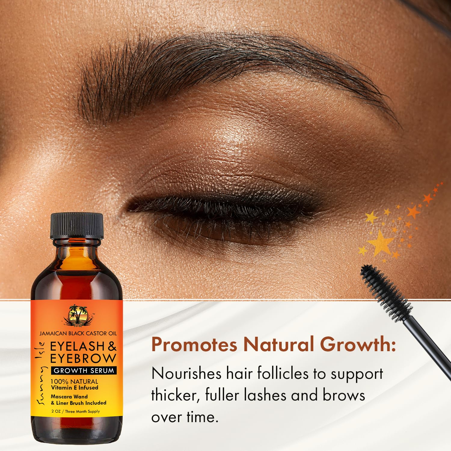 Sunny Isle Jamaican Black Castor Oil Eyelash Eyebrow Growth Serum 2 oz - Thumbnail 2