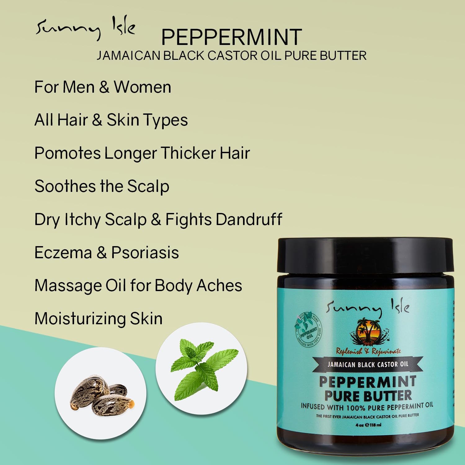 Sunny Isle Jamaican Black Castor Oil Pure Butter Infused With Peppermint Oil | - Thumbnail 3