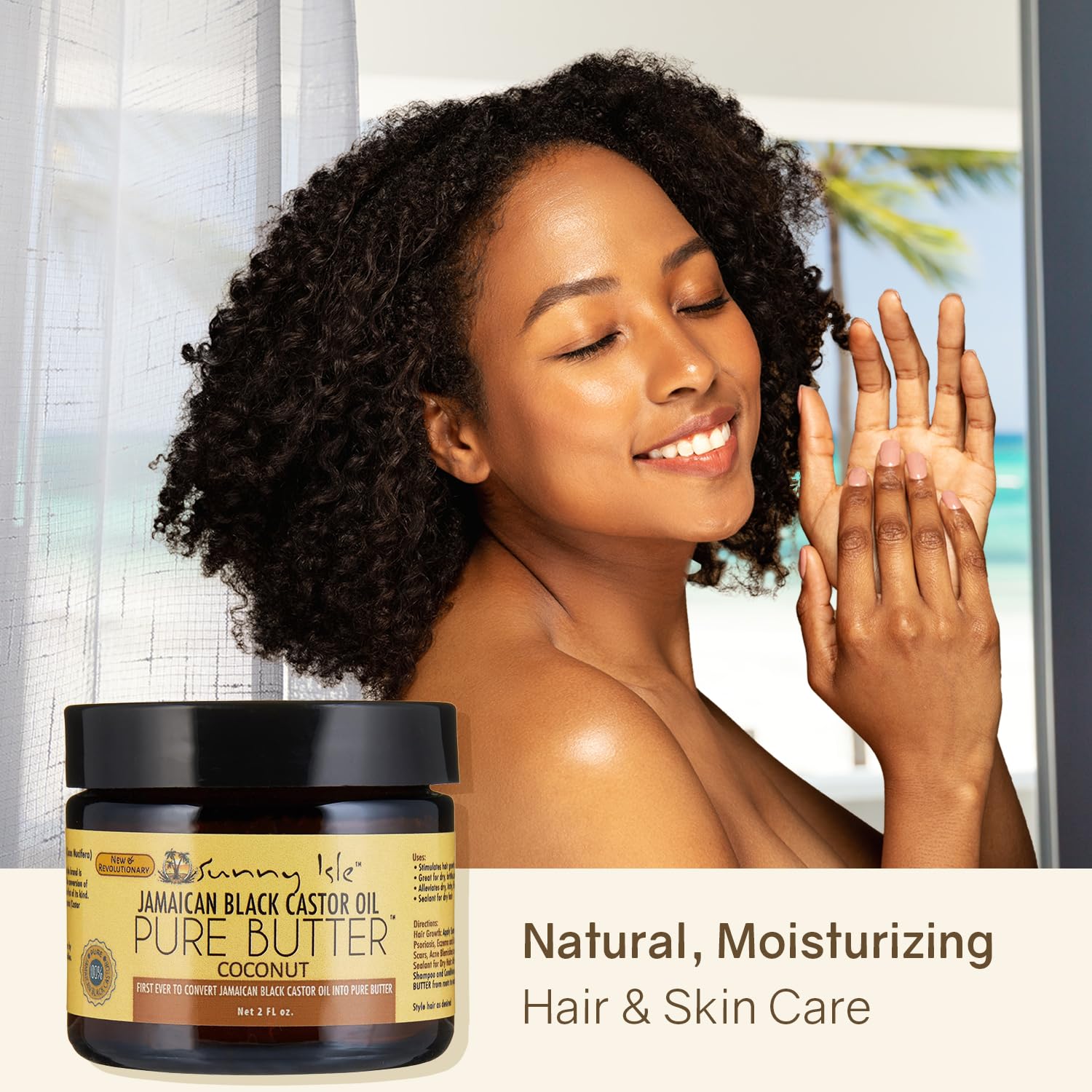 Sunny Isle Jamaican Black Castor Oil Pure Butter Coconut Brown 2 Fluid Ounce - Thumbnail 2