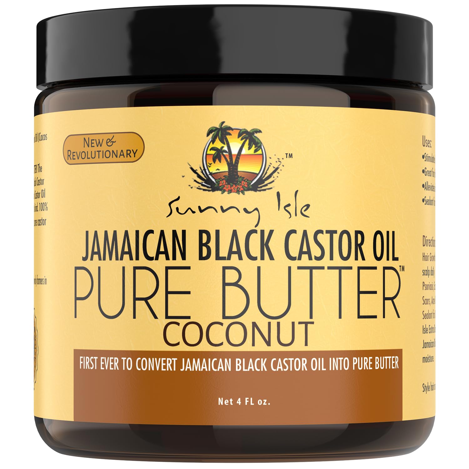 Sunny Isle Coconut Jamaican Black Castor Oil Pure Butter 4 oz