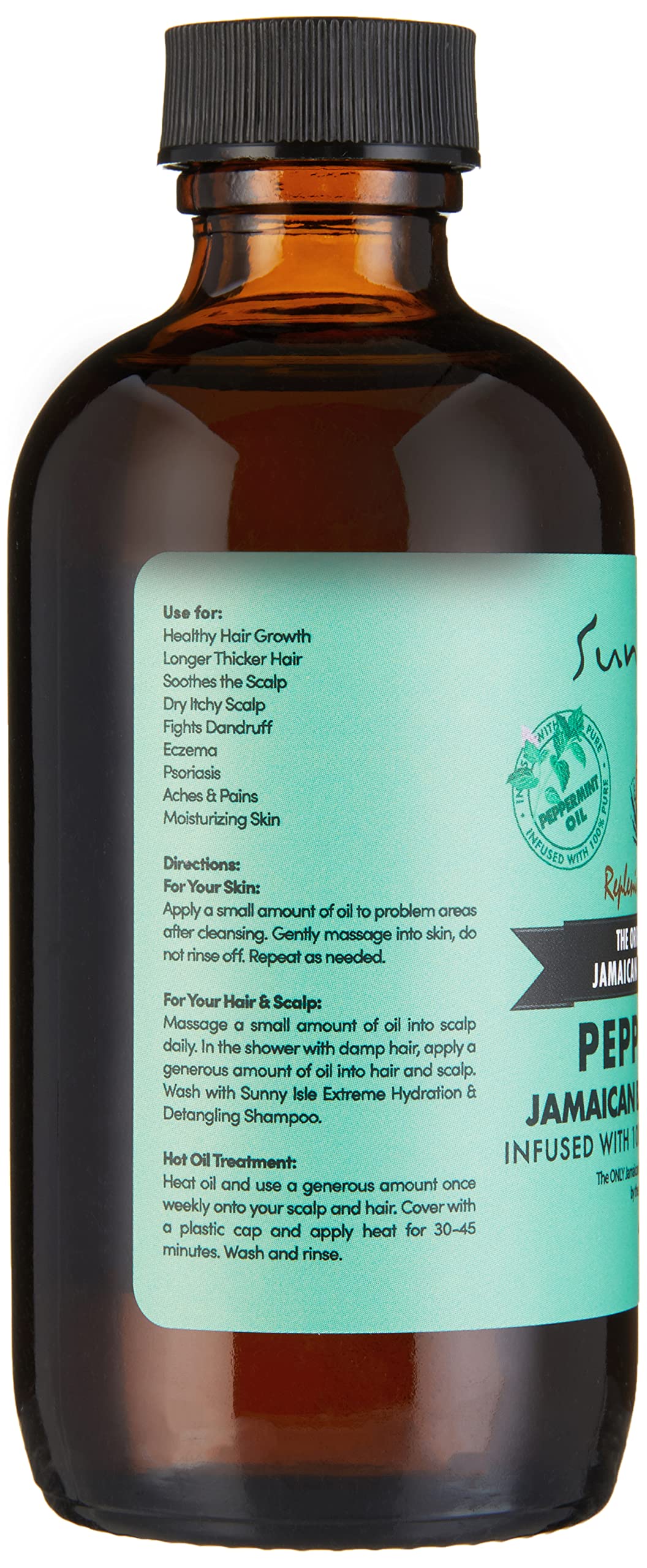 Sunny Isle Jamaican Black Castor Oil With Peppermint | Promotes Longer Thicker - Thumbnail 2