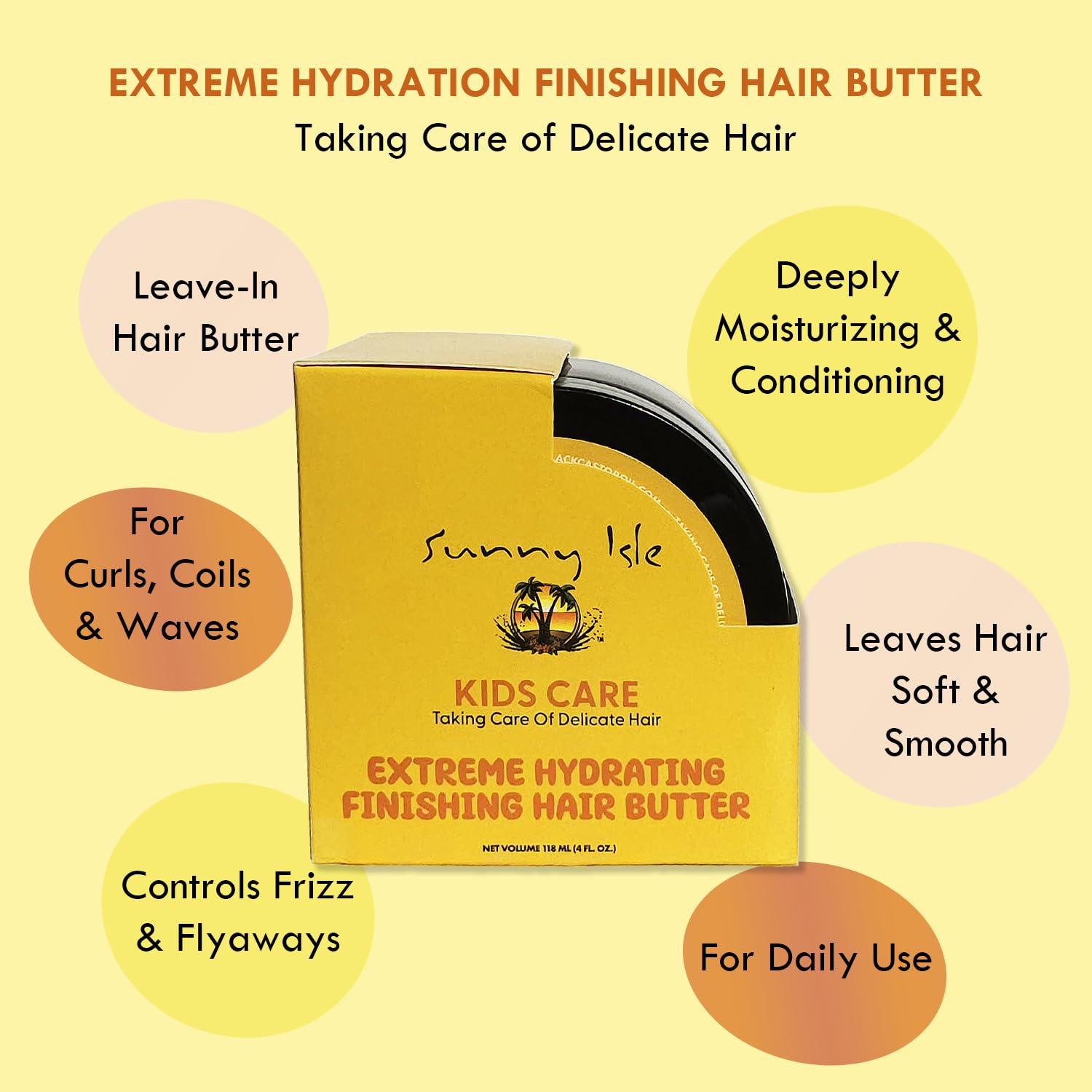 Sunny Isle Kids Care Extreme Hydrating Finishing Hair Butter | Gentle Care - Thumbnail 3