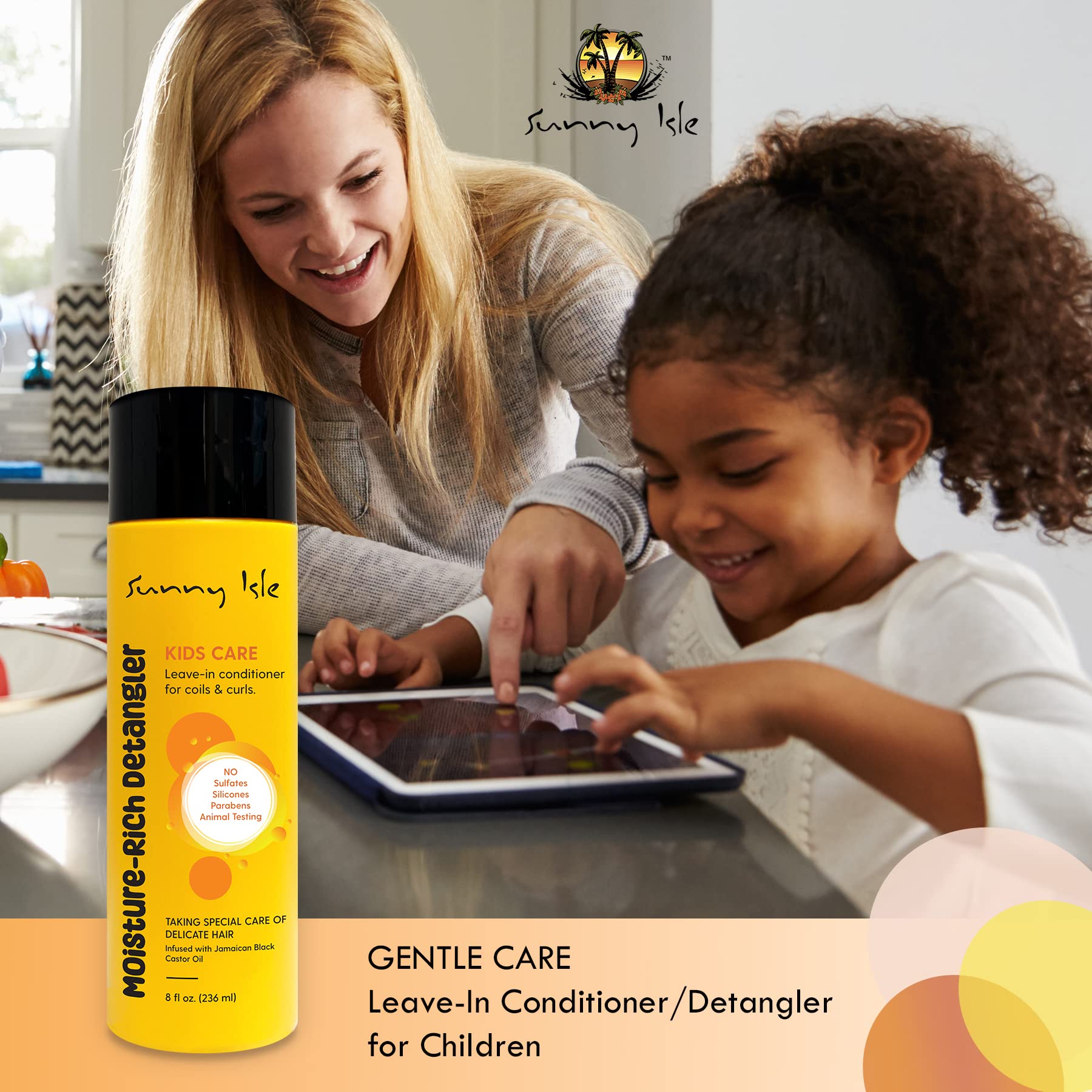 Sunny Isle Kids Care Moisture Rich Leave In Detangler | Gentle Care Non Greasy - Thumbnail 3