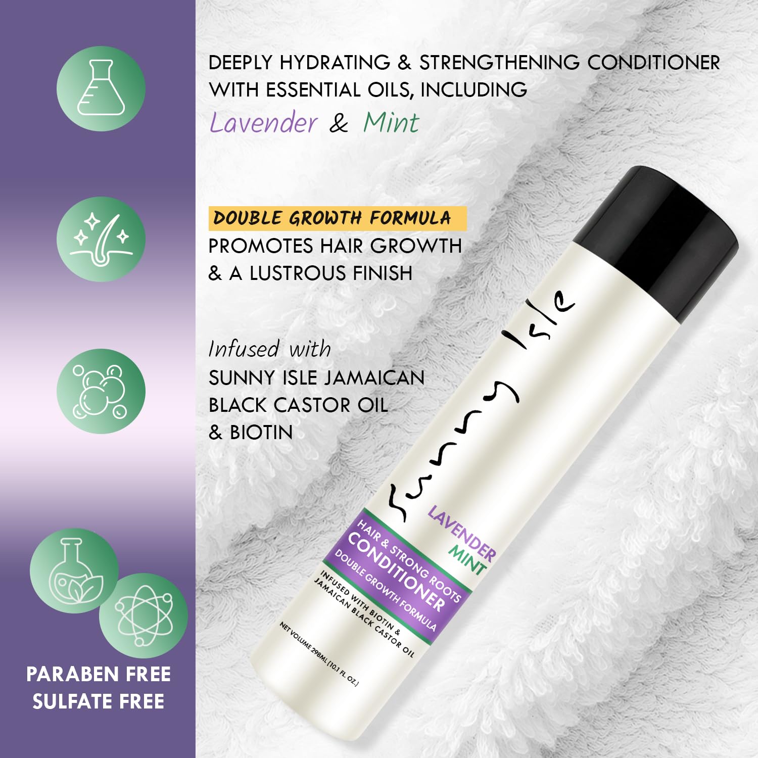 Sunny Isle Lavender Mint Hair and Strong Roots Conditioner | Strengthening With - Thumbnail 3