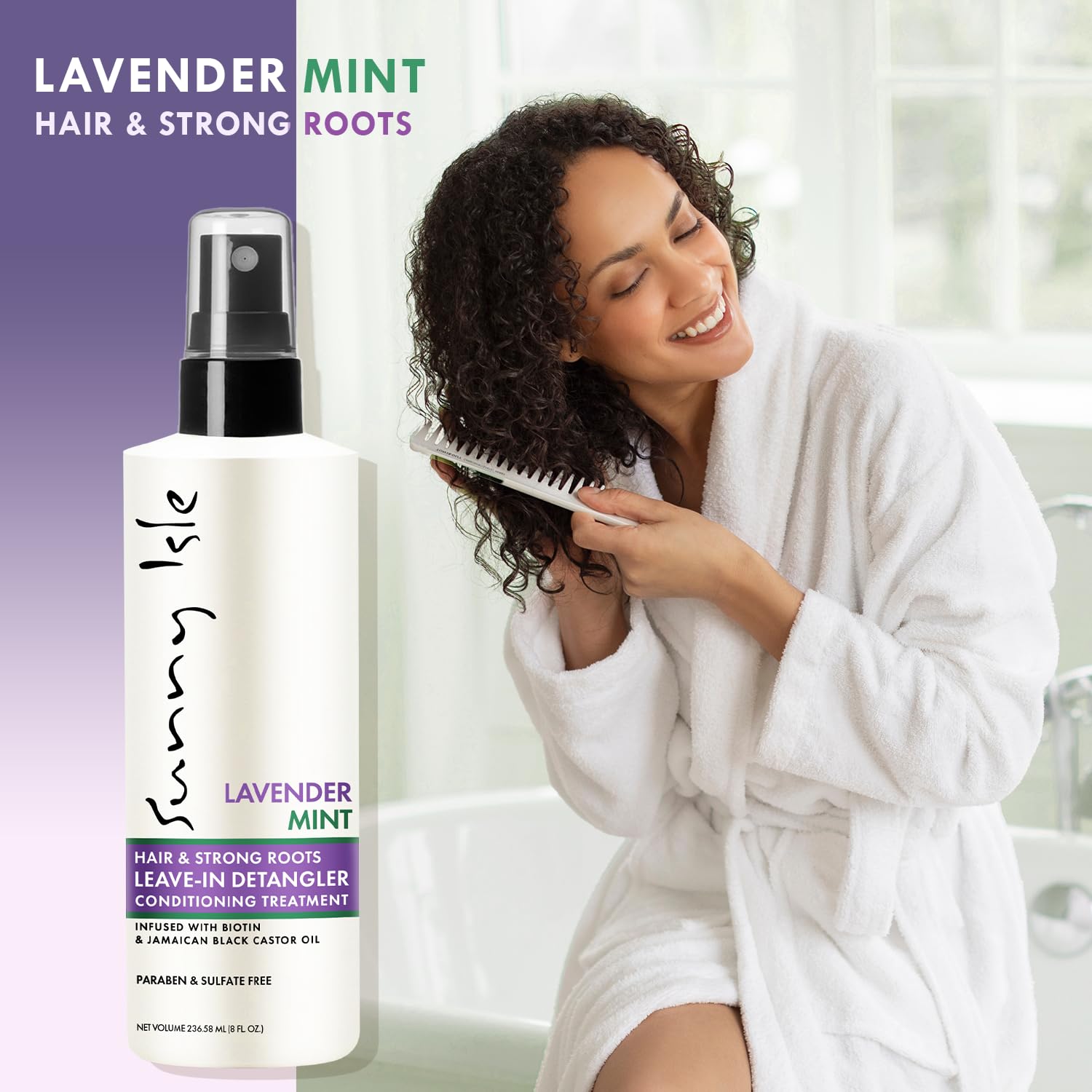 Sunny Isle Lavender Mint Hair and Strong Roots Leave In Detangler Conditioning - Thumbnail 2