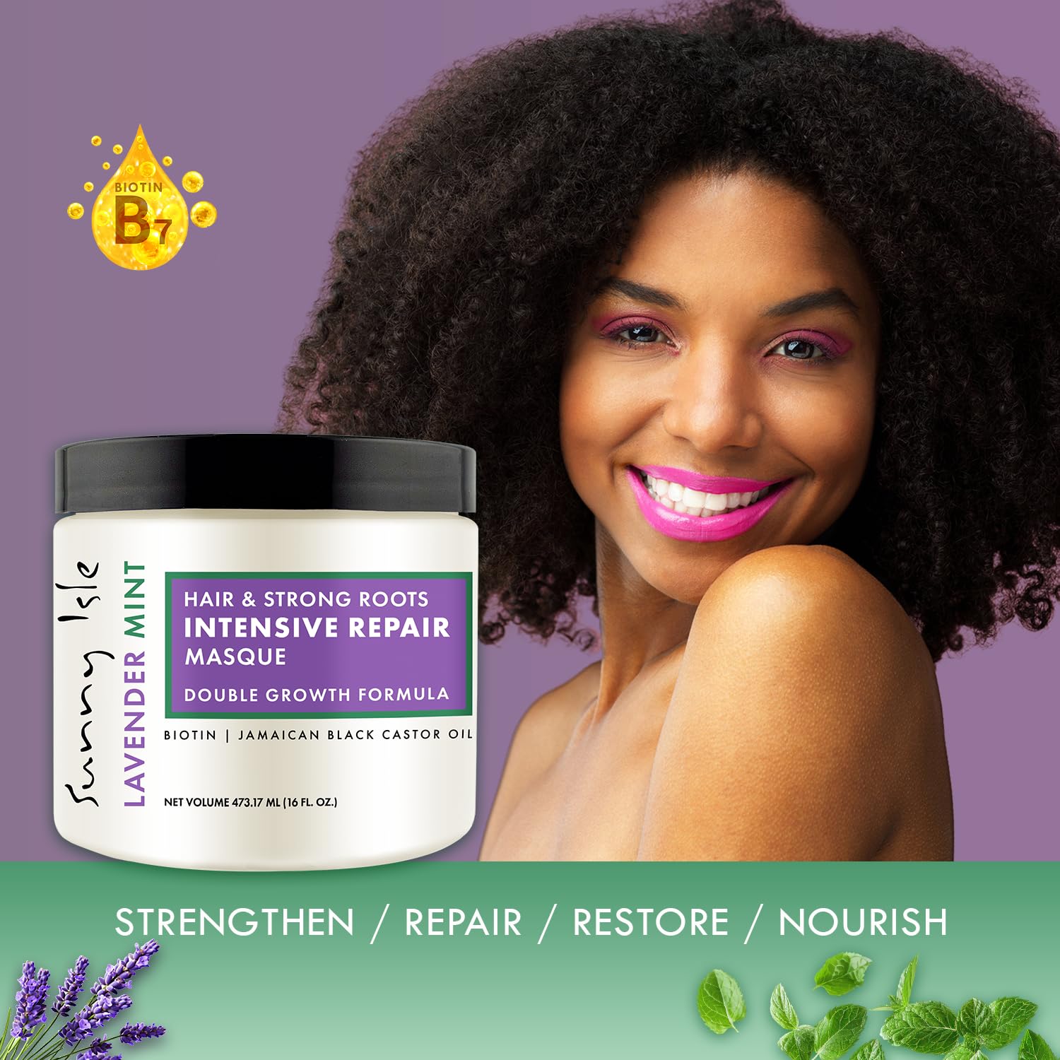Sunny Isle Lavender Mint Hair and Strong Roots Intensive Repair Masque | Double - Thumbnail 2