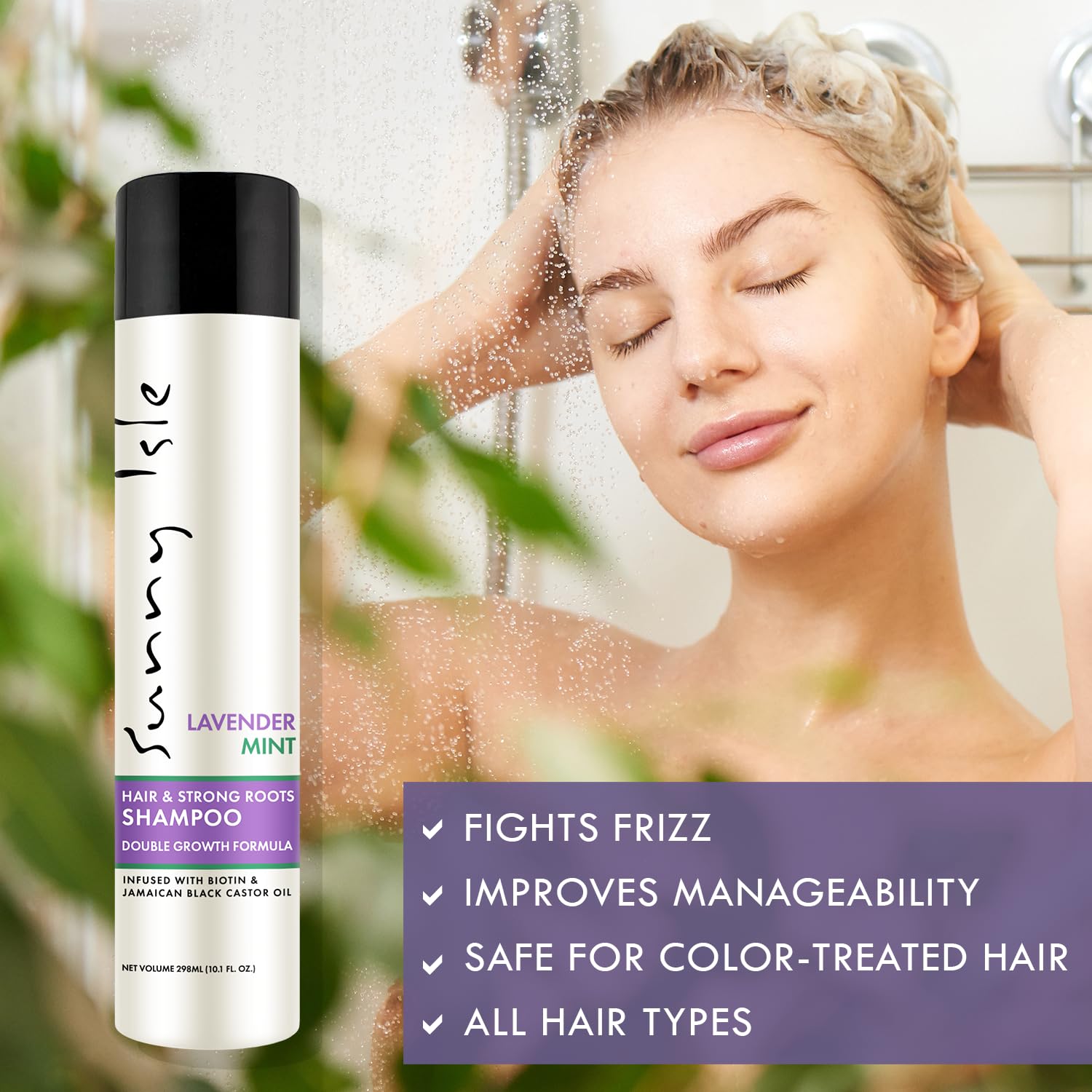 Sunny Isle Lavender Mint Hair and Strong Roots Shampoo | Strengthening With - Thumbnail 3