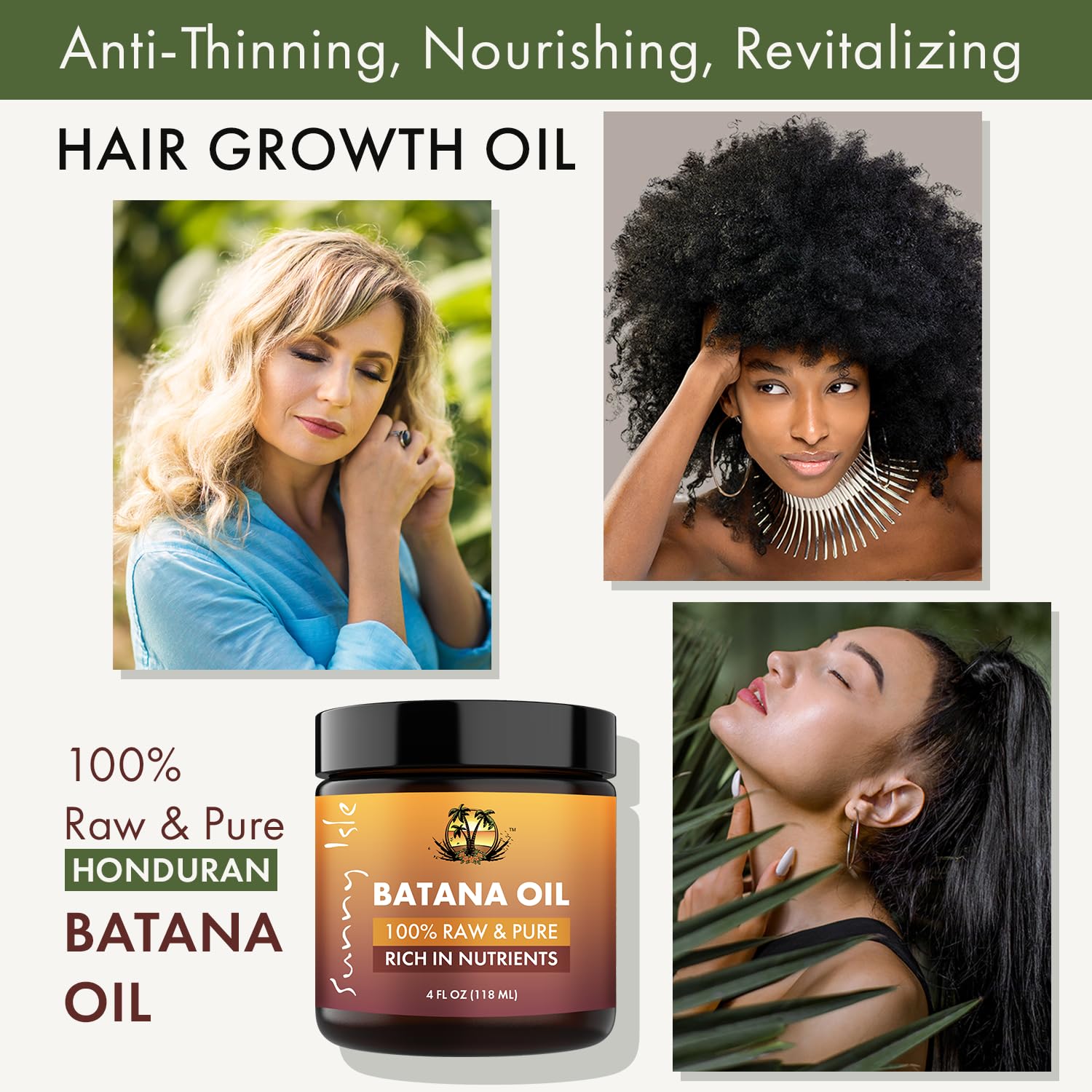 Sunny Isle 100% Raw Pure Batana Oil | for Hair Growth From Honduras | Promotes - Thumbnail 2