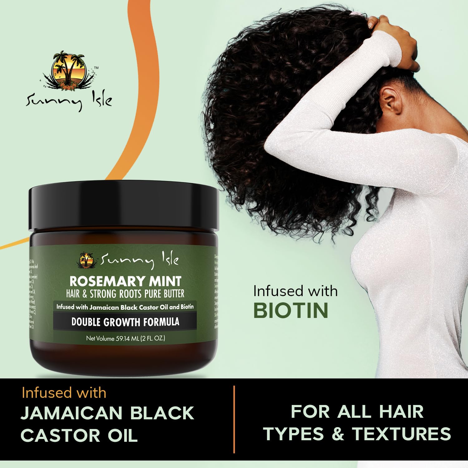 Sunny Isle Rosemary Mint Hair and Strong Roots Butter | Infused With Biotin - Thumbnail 2
