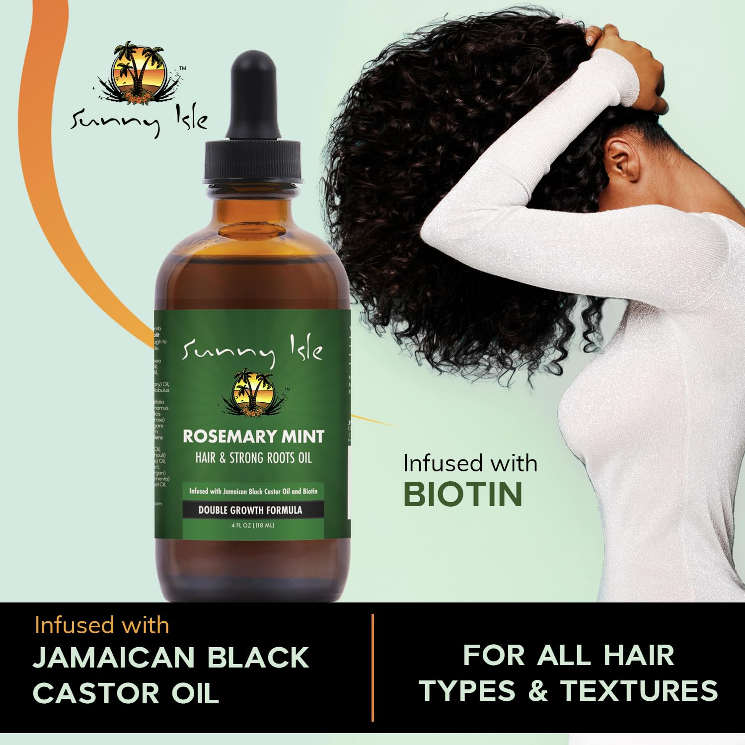 Sunny Isle Rosemary Mint Hair and Strong Roots Oil | Infused With Biotin - Thumbnail 3