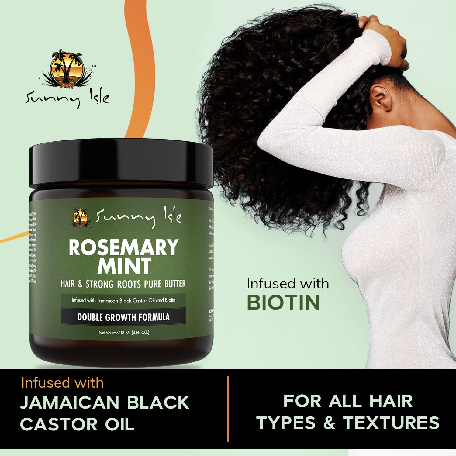 Sunny Isle Rosemary Mint Hair and Strong Roots Butter | Infused With Biotin - Thumbnail 2