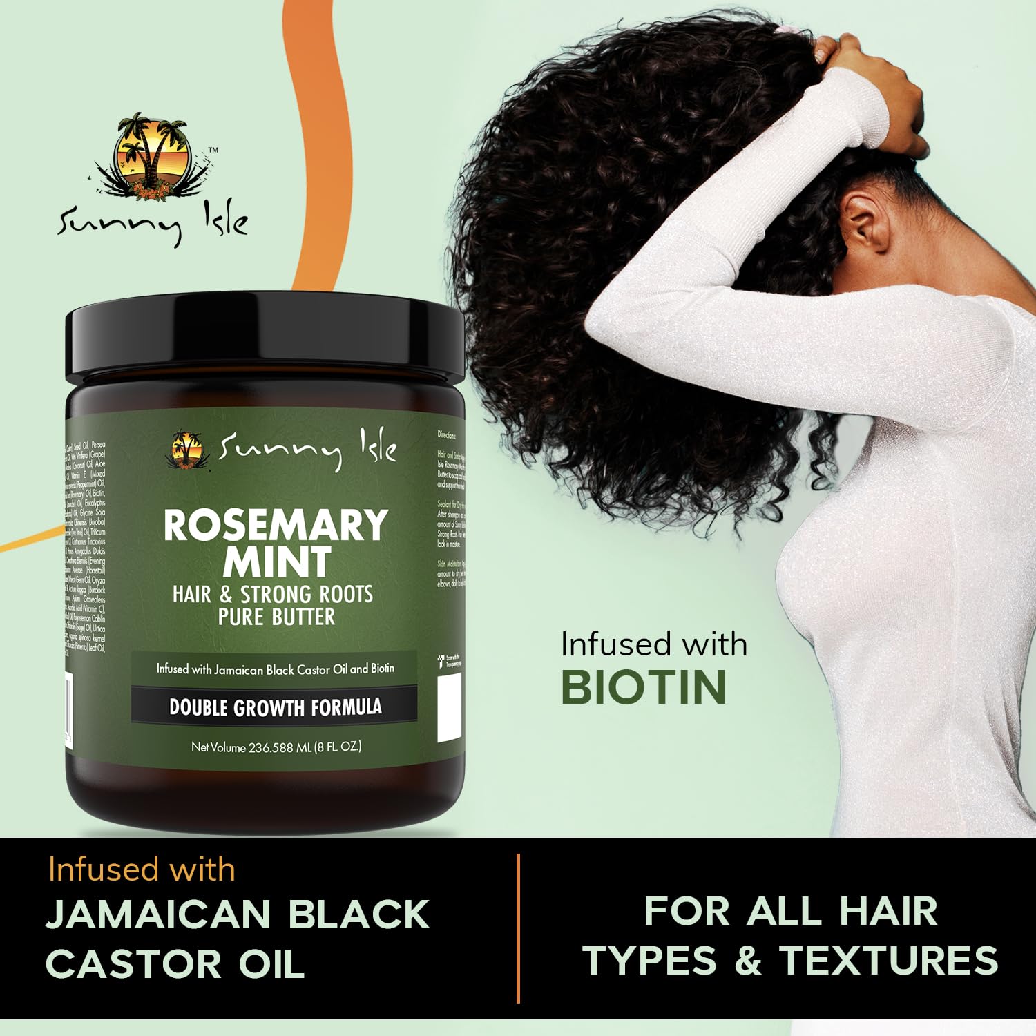 Sunny Isle Rosemary Mint Hair and Strong Roots Butter | Infused With Biotin - Thumbnail 2